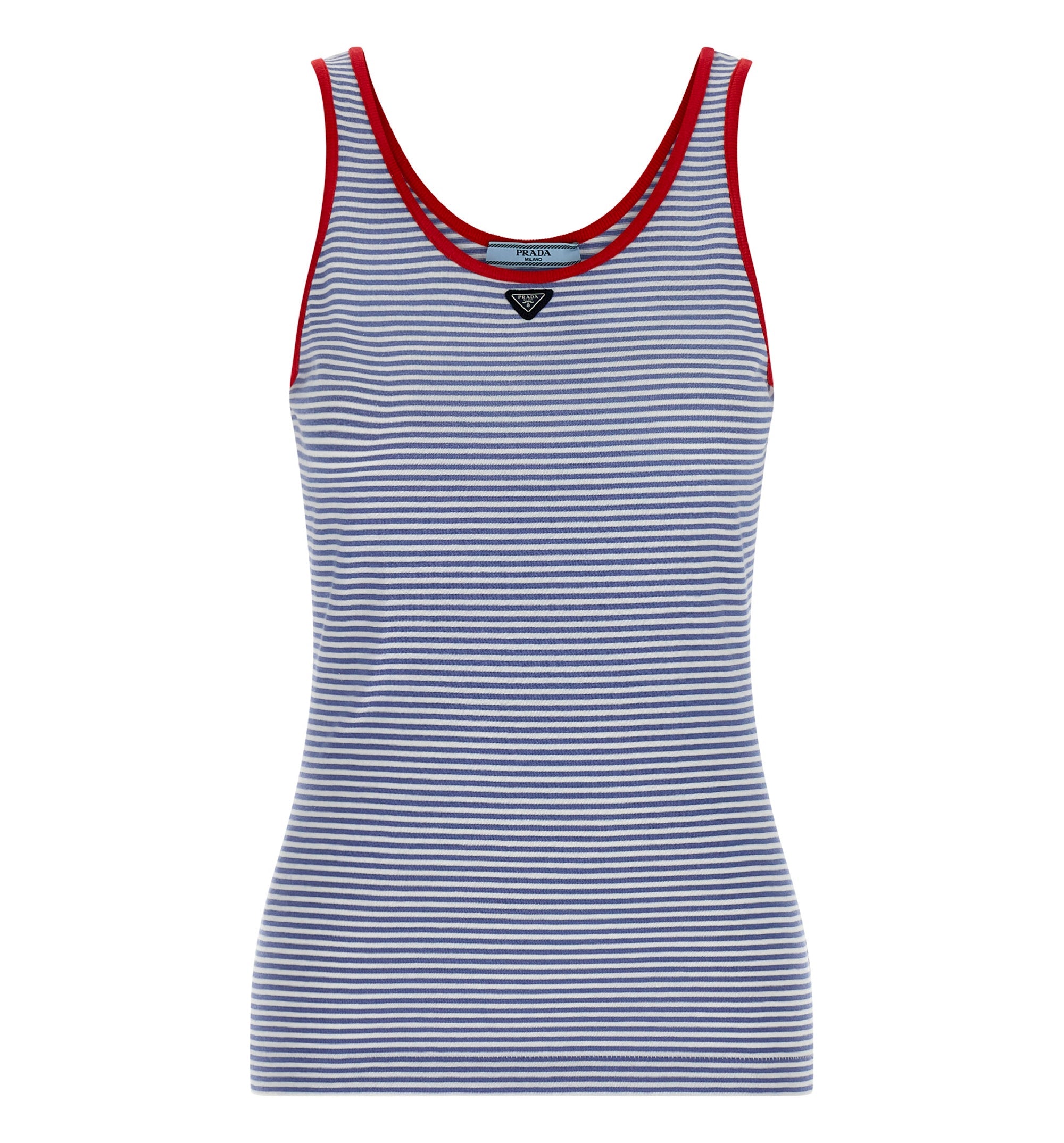 Striped cotton jersey tank top