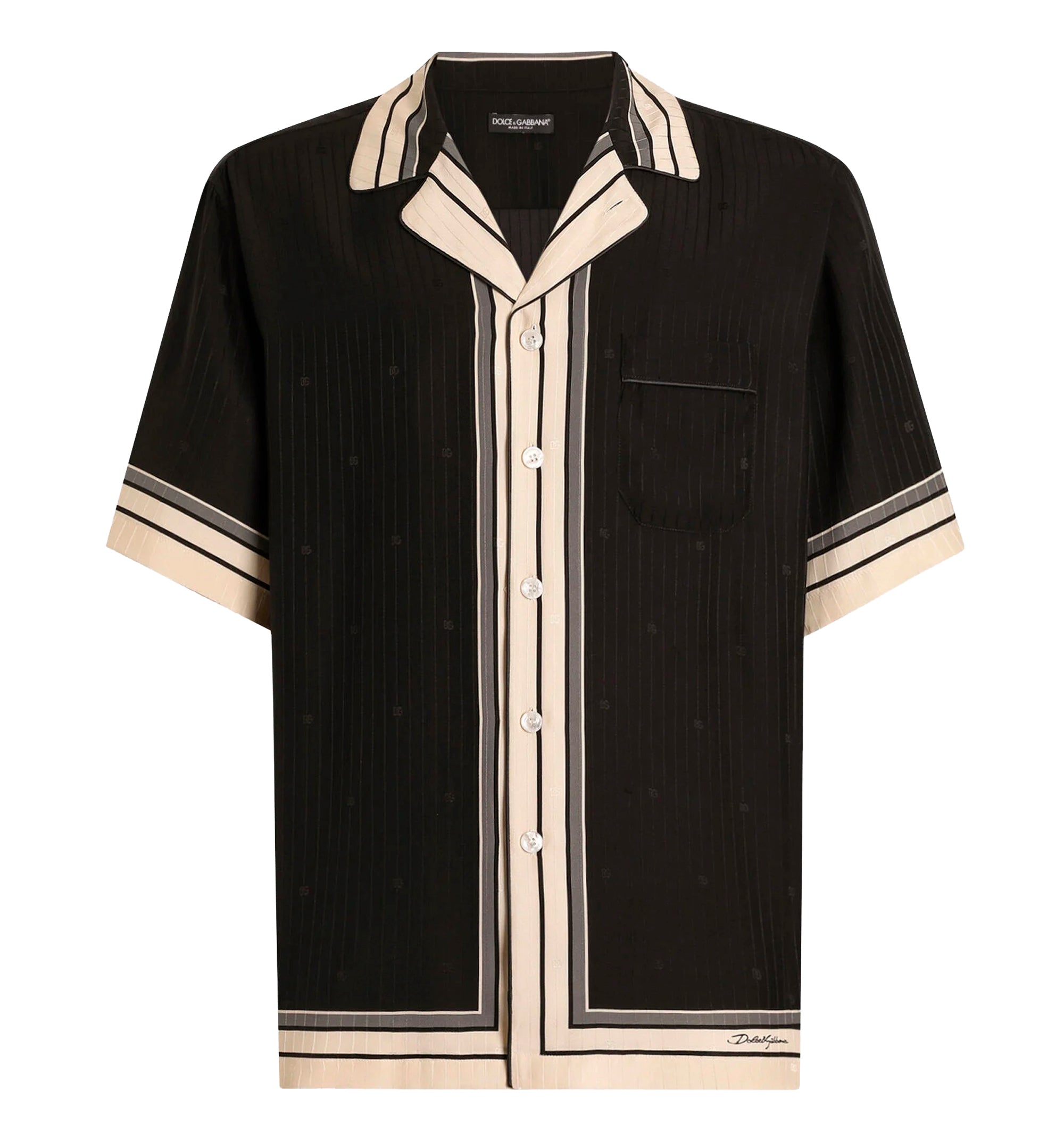 Logo and stripe-print hawaii shirt
