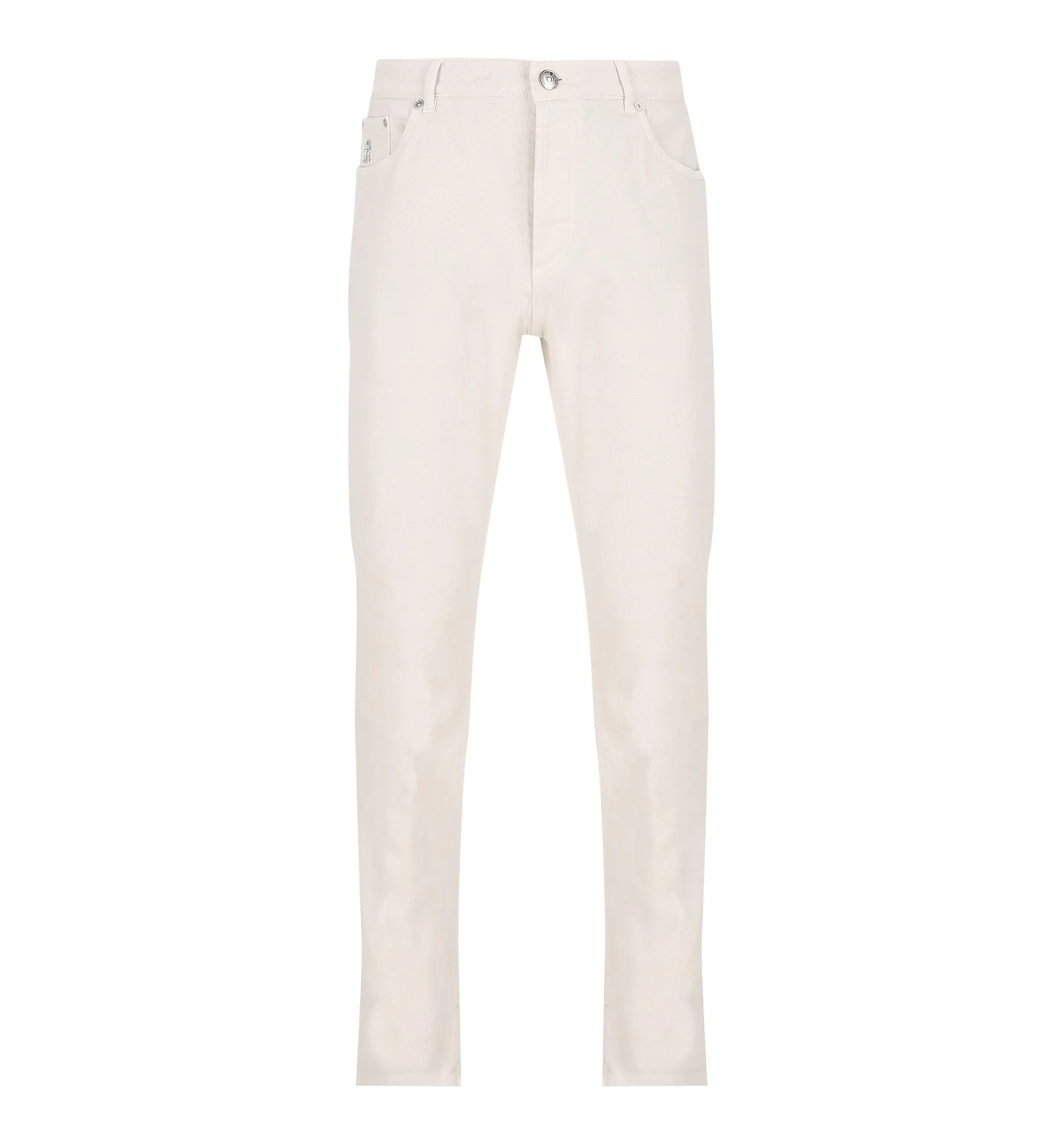 Garment-Dyed Traditional Fit Five-Pocket Trousers in Comfort Cotton Lightweight Denim