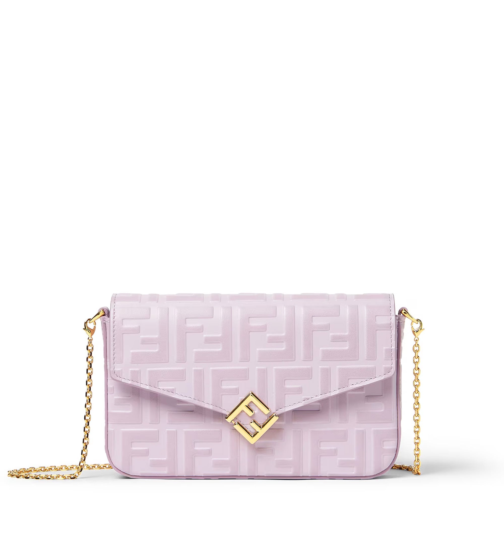 Wallet On Chain FF Diamonds leather shoulder bag with FF embossed logo