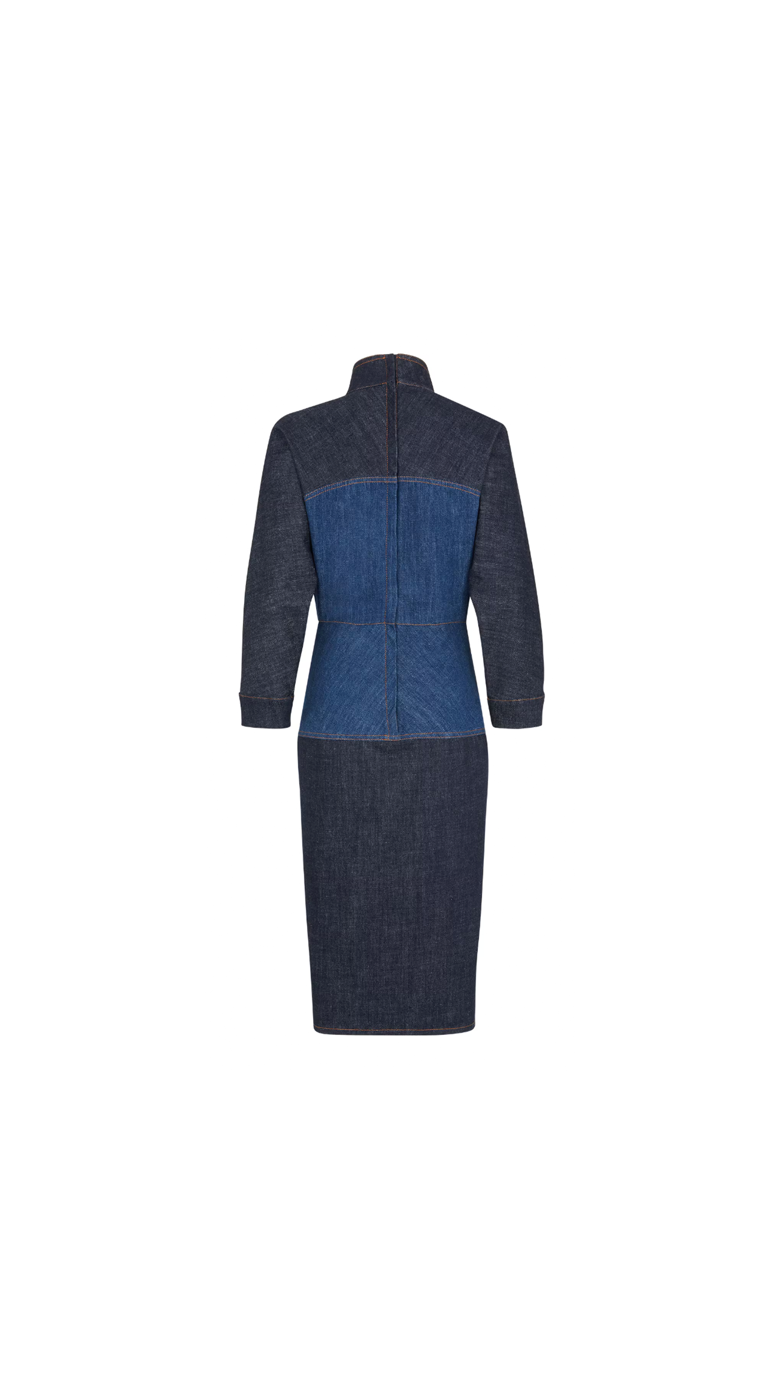 Two-Tone Denim Dress - Blue/Dark Blue