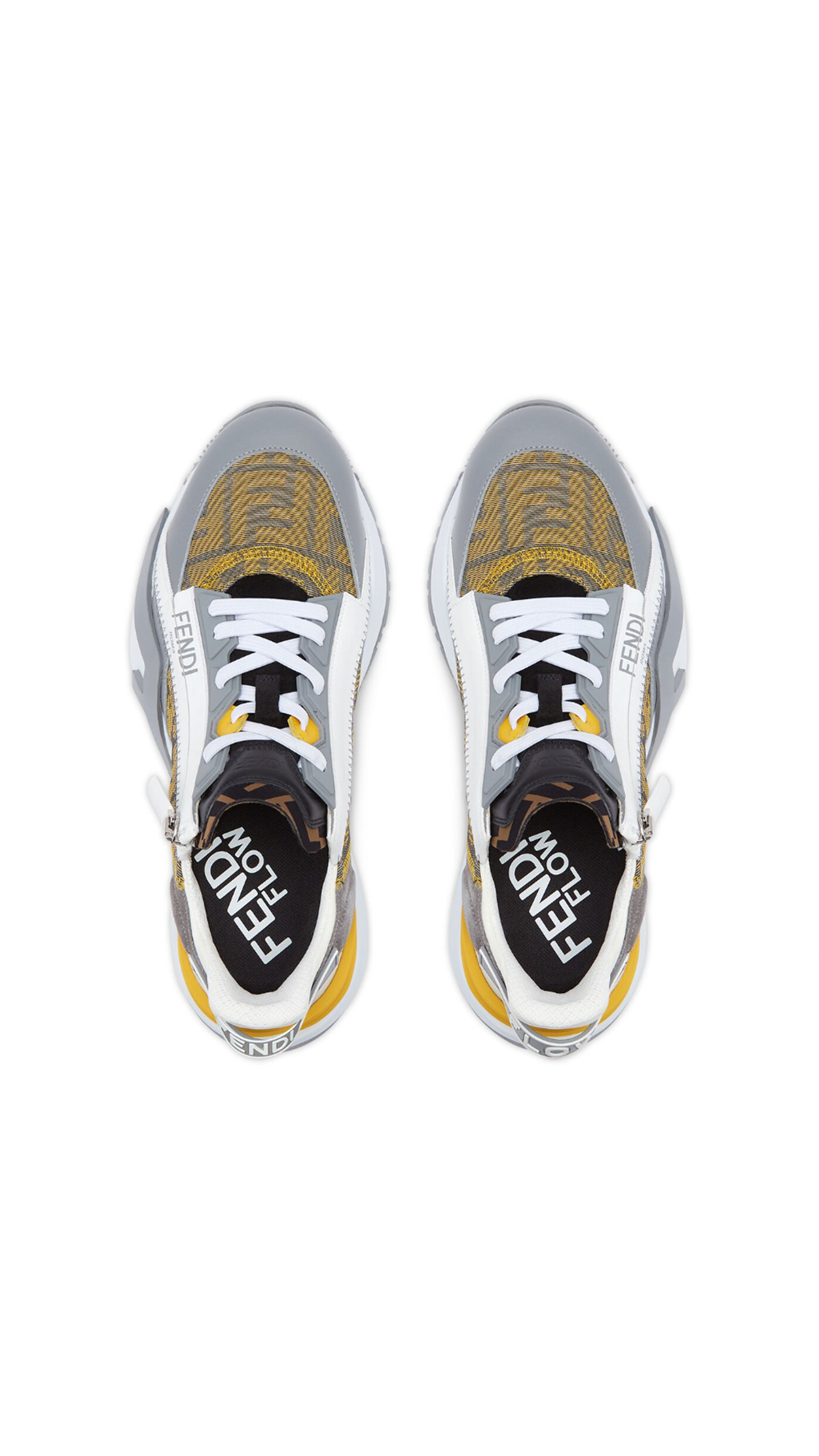 Fendi Flow Mesh Sneakers - White/Grey/Yellow