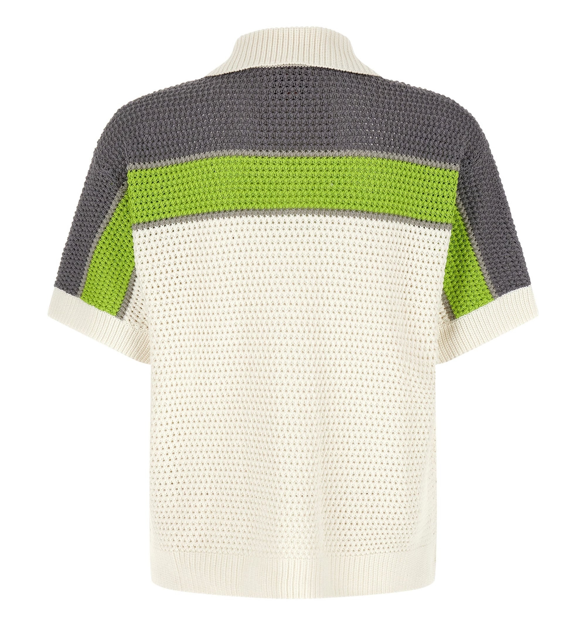 Stripe Crochet Short Sleeve Shirt