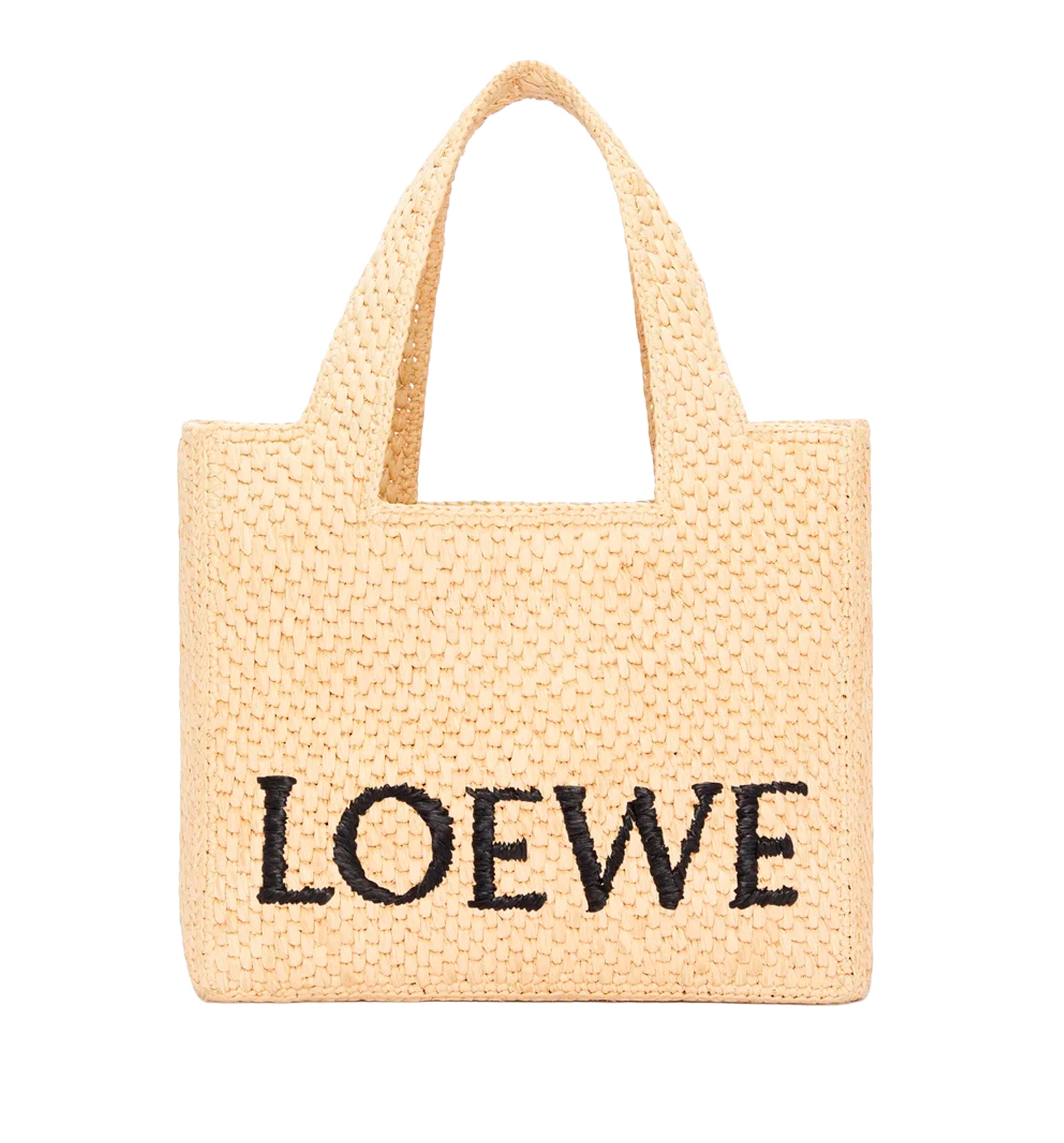 Small LOEWE Font tote in raffia