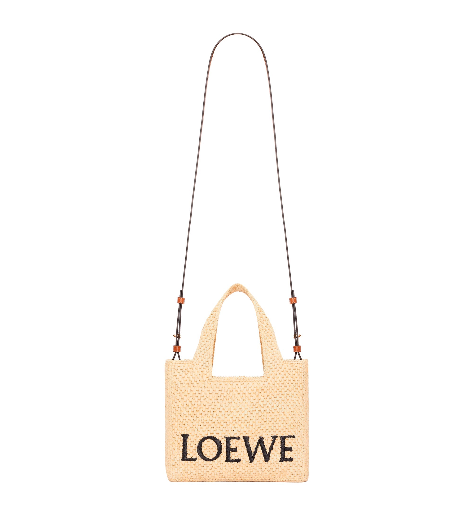 Small LOEWE Font tote in raffia