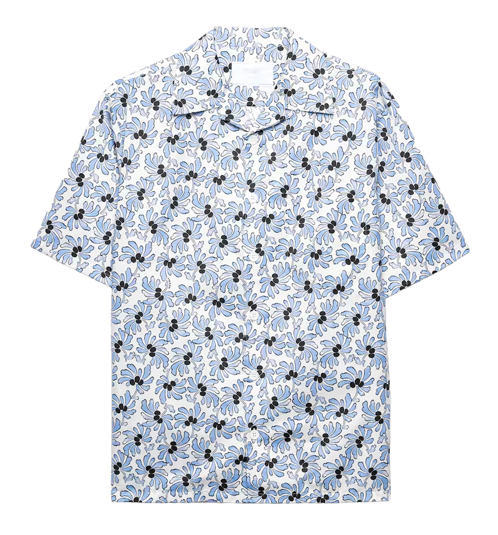 Printed cotton blend bowling shirt
