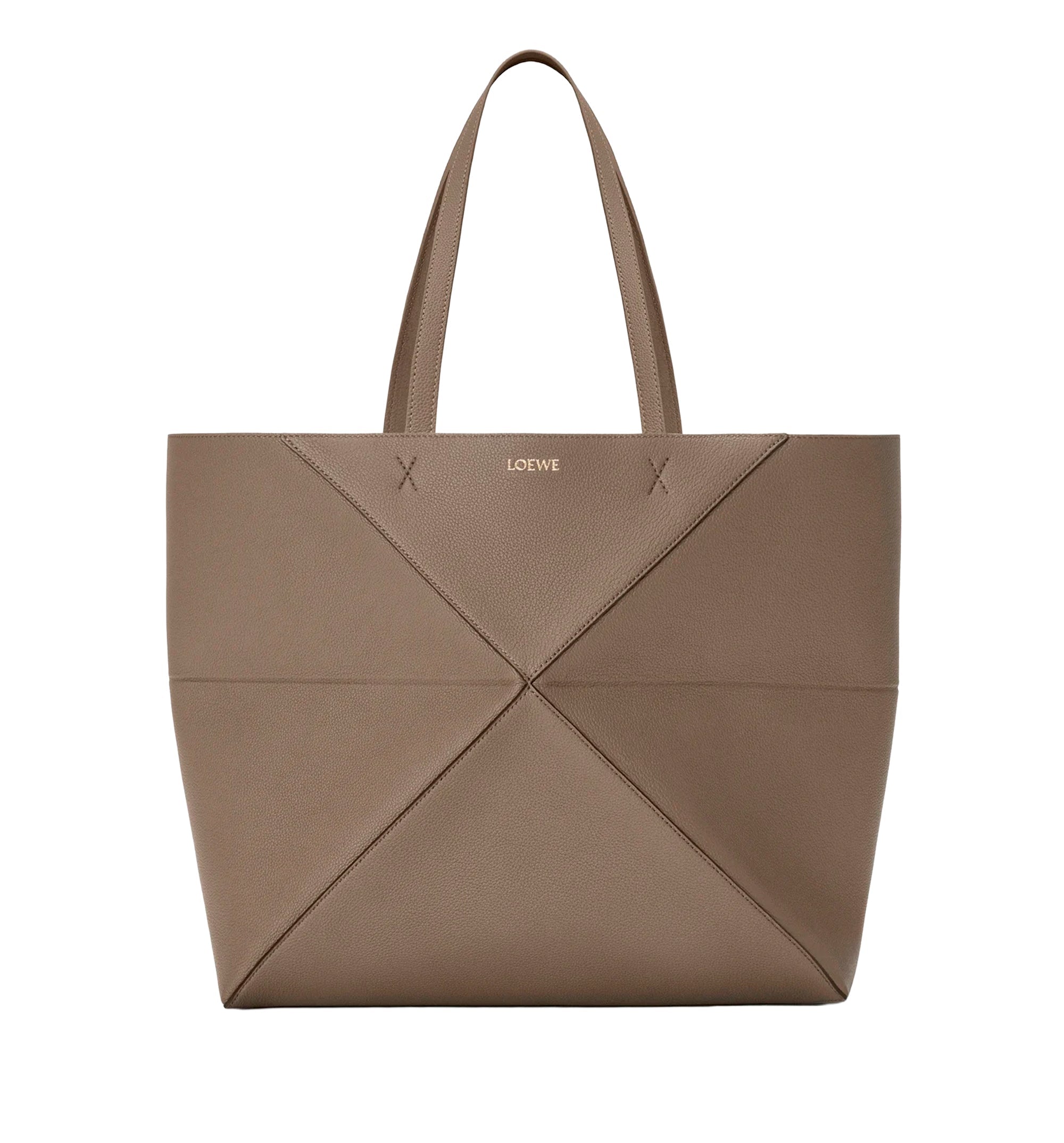 Large horizontal Puzzle Fold tote in soft grained calfskin