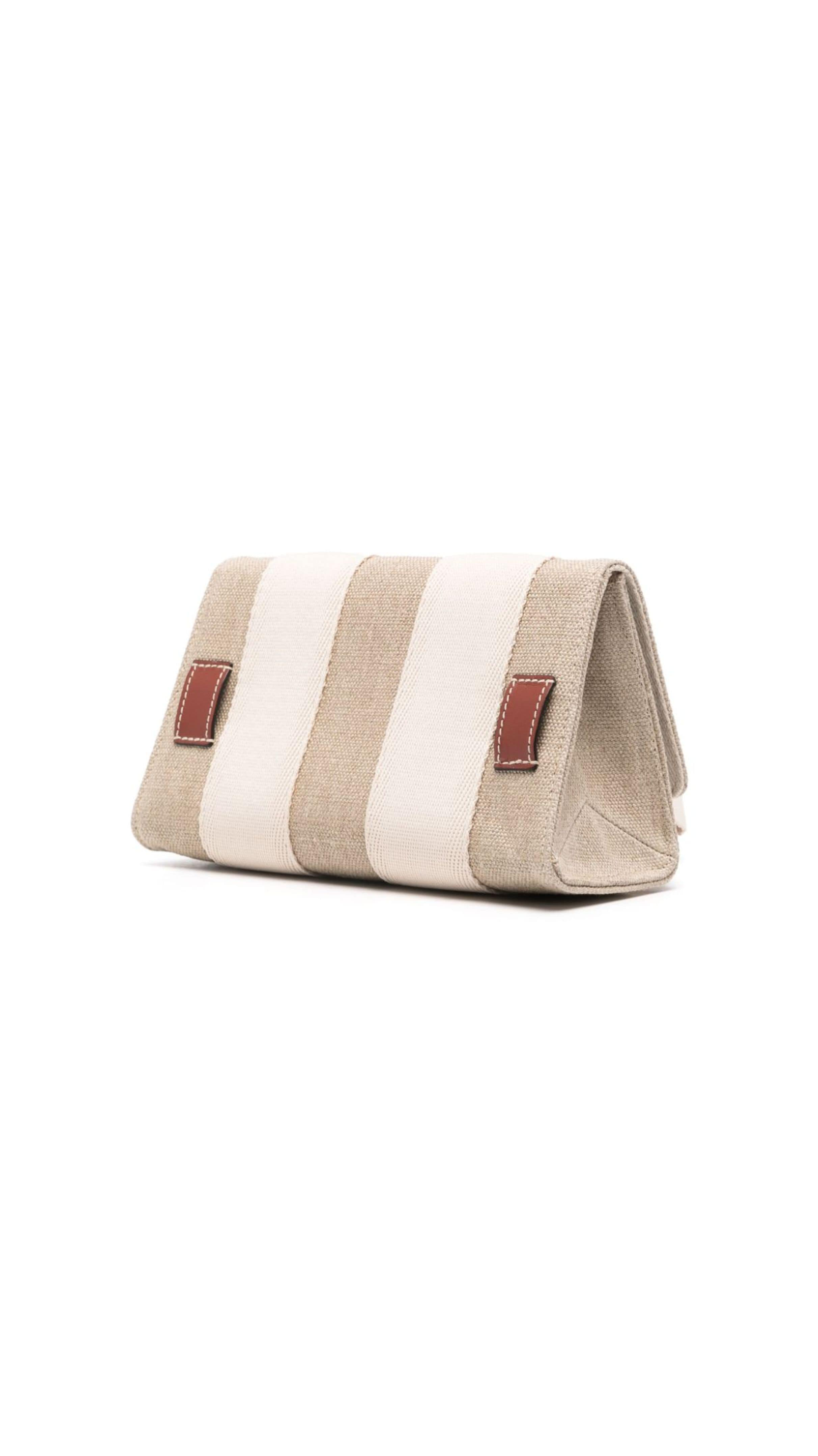 Mini Woody Fold Crossbody Linen Bag - Brown