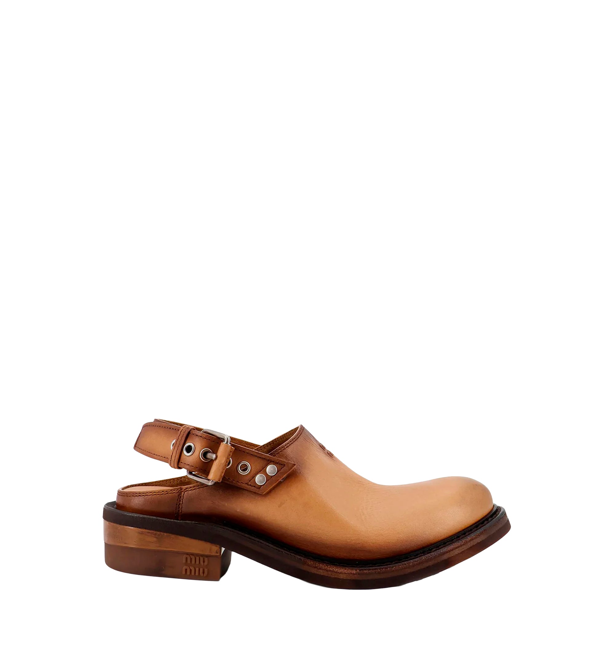 Foule leather mules
