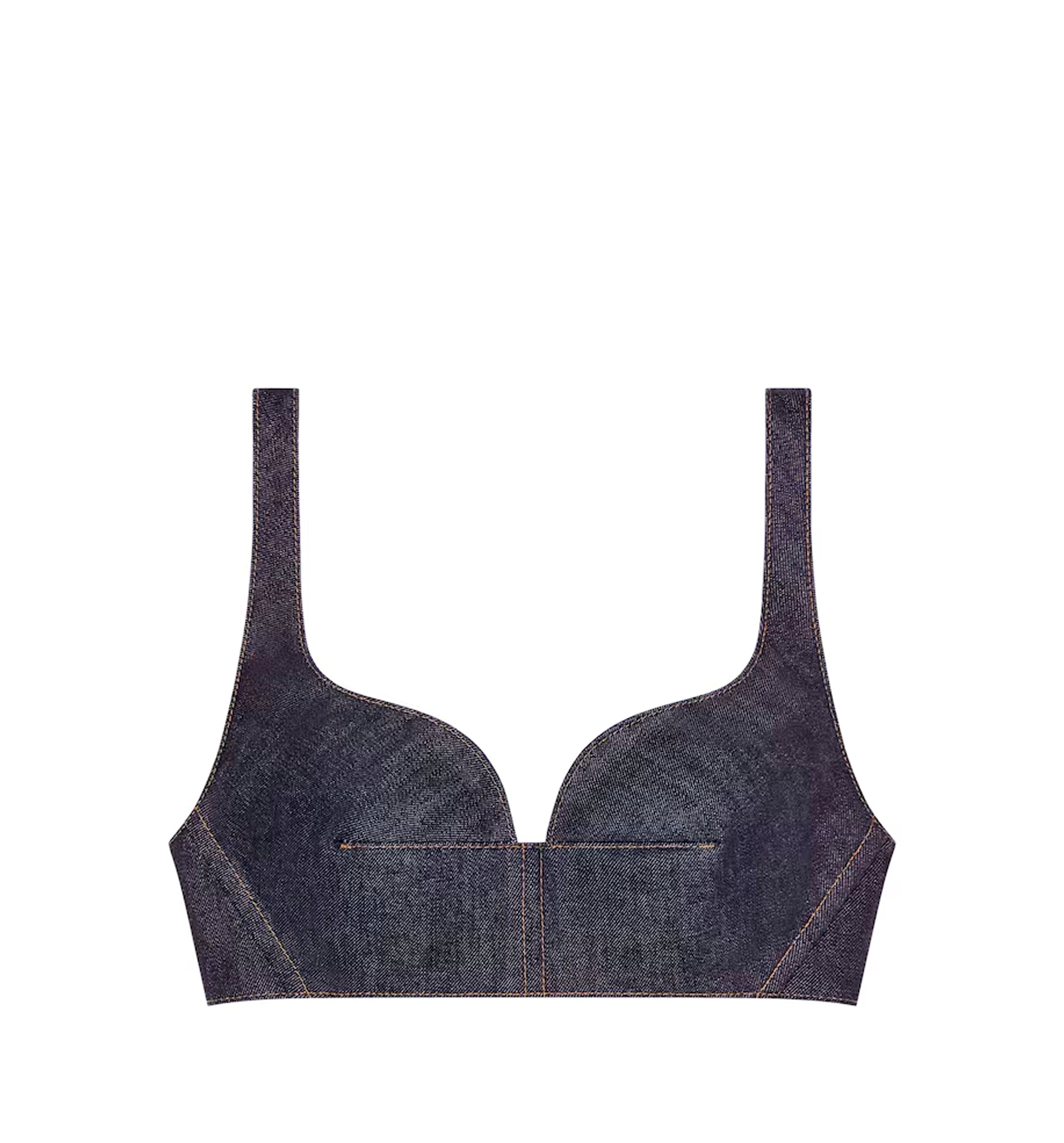 Bra top in raw denim