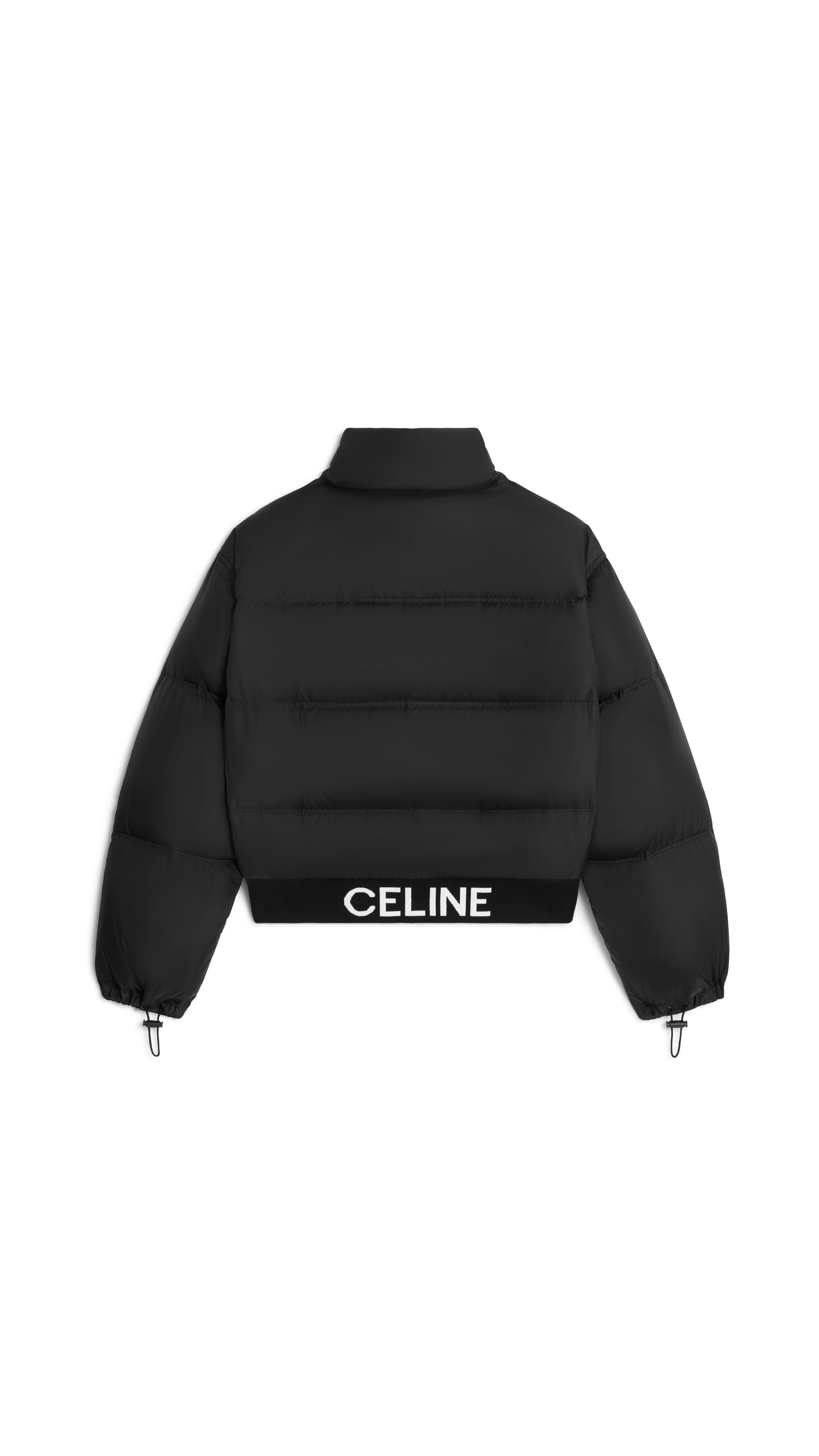 Cropped Down Jacket in Lightweight Nylon - Black