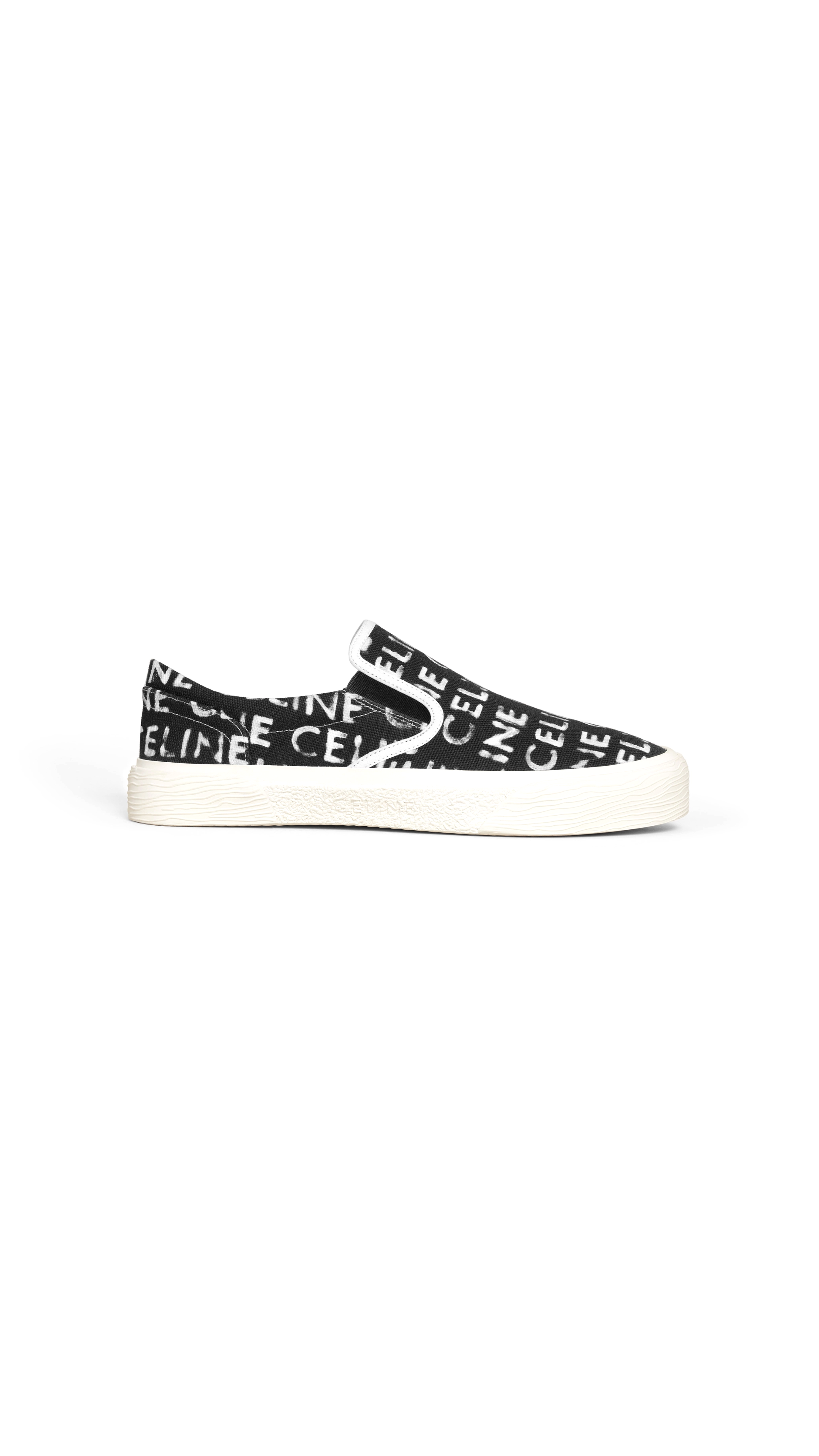 Celine Elliot Slip-on In Celine Printed Canvas - Black/Optic White