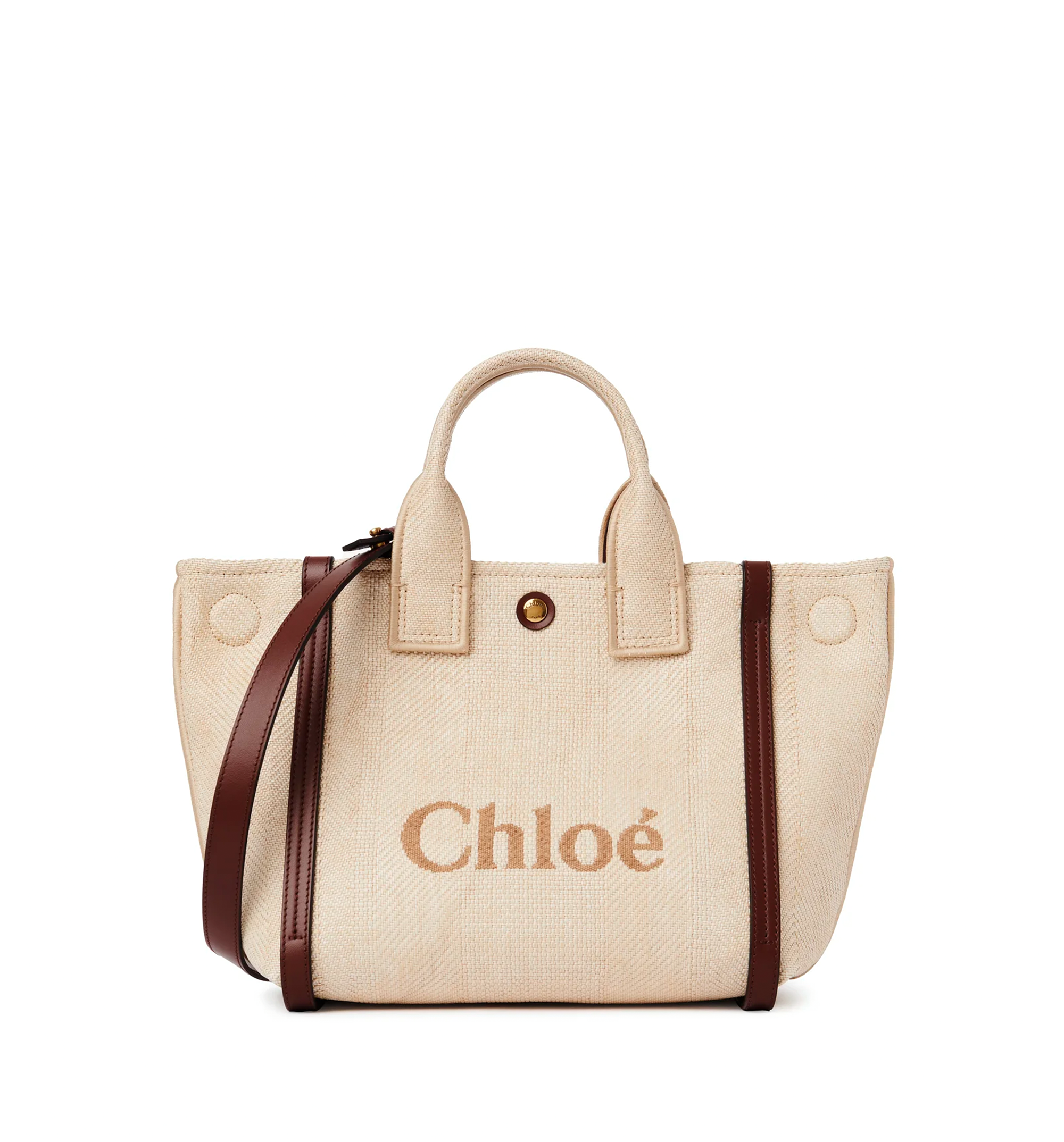 Small Chloé Carry Tote Bag in Raffia-effect Fibers