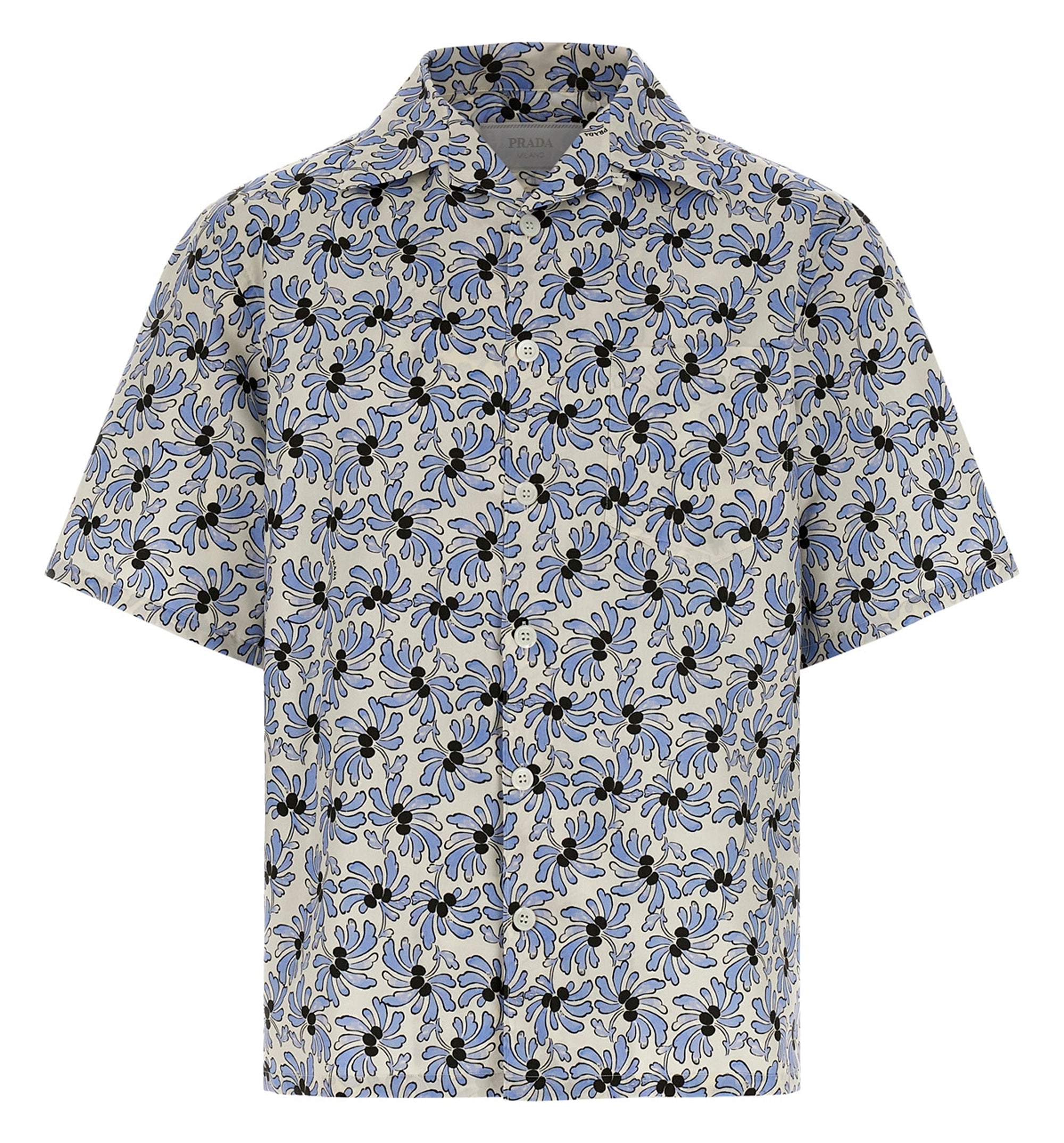 Printed cotton blend bowling shirt