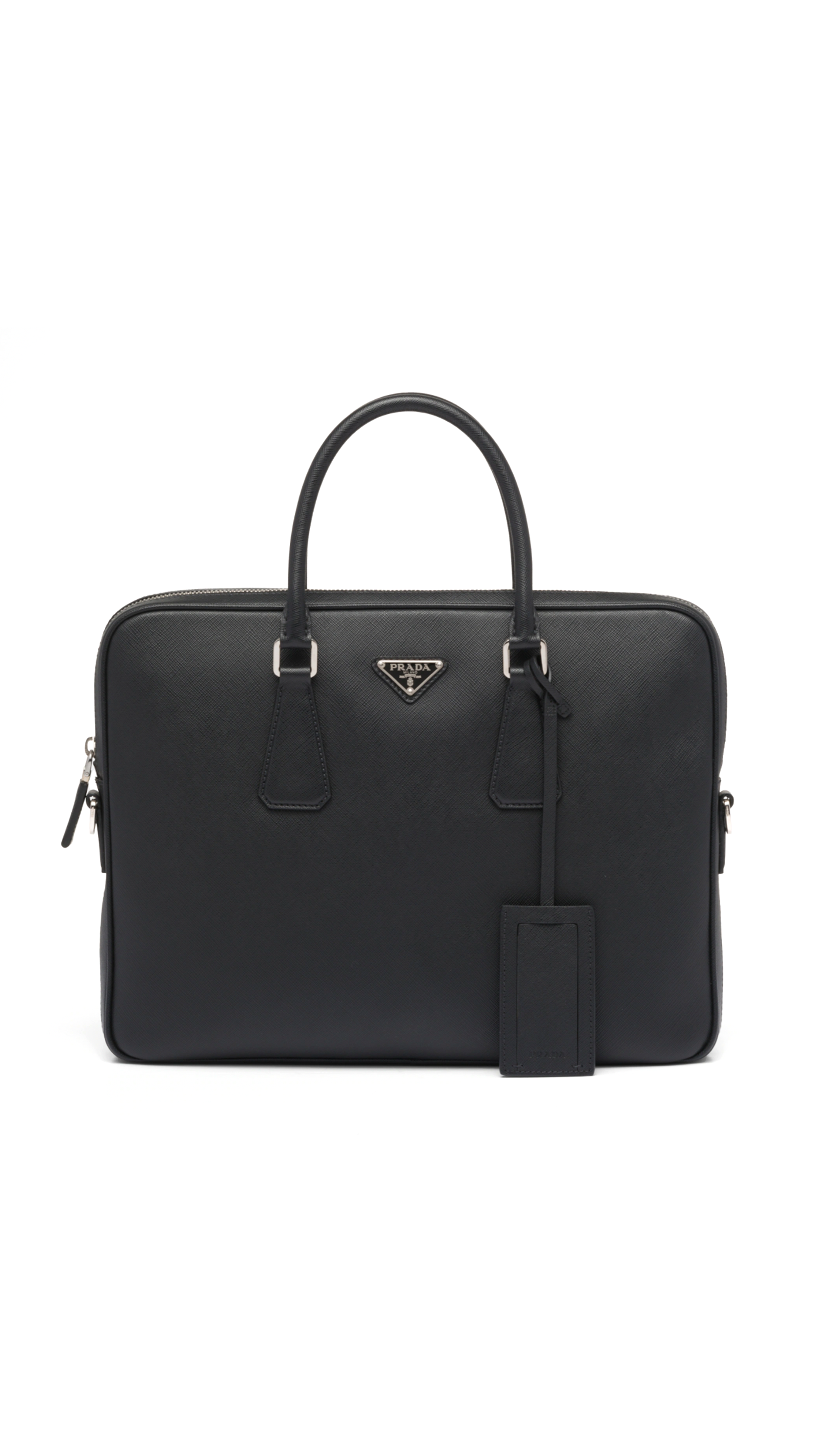 Saffiano Leather Work Bag - Black