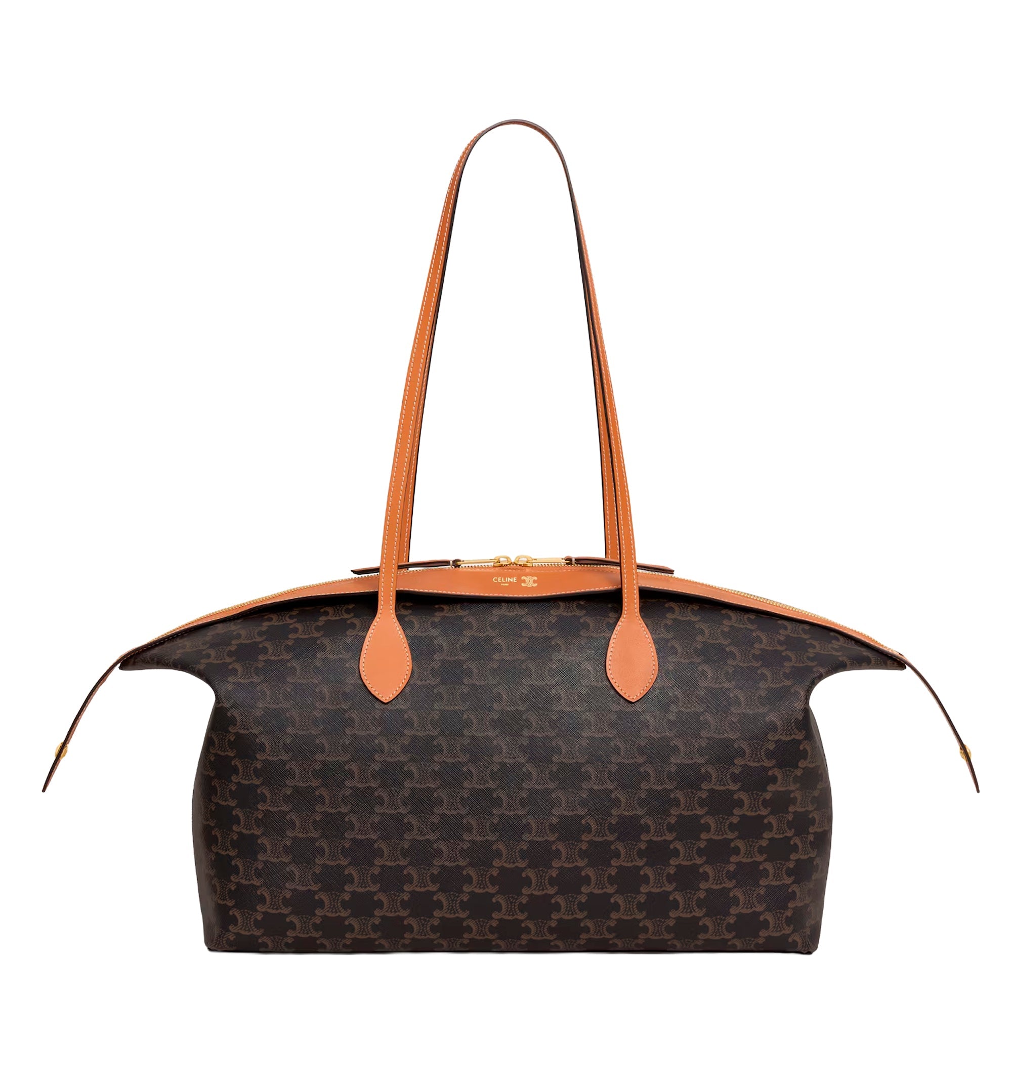 Large Duffle Bag In Triomphe Canvas And Natural Calfskin