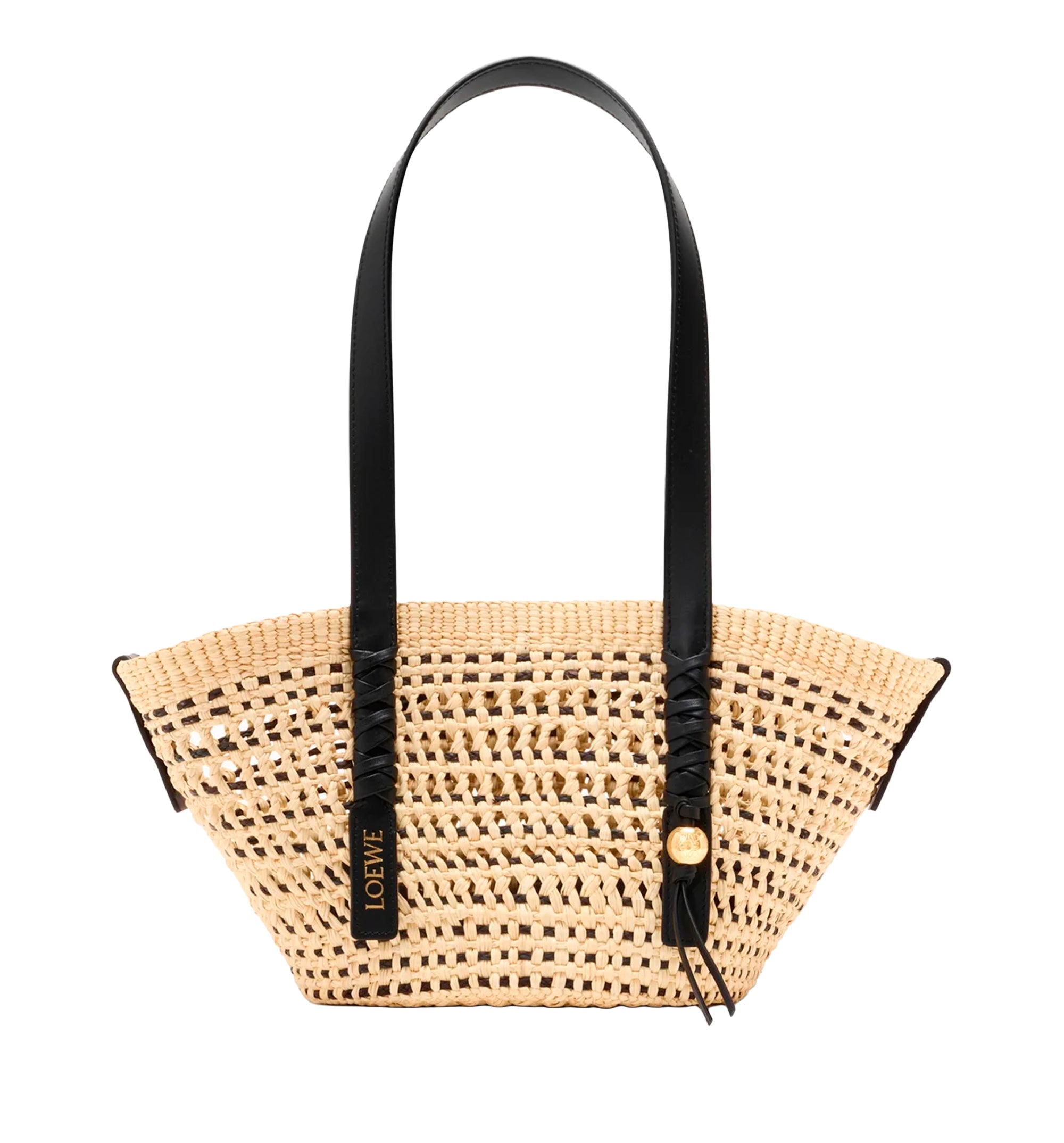 Small Braid basket in iraca palm ad calfskin