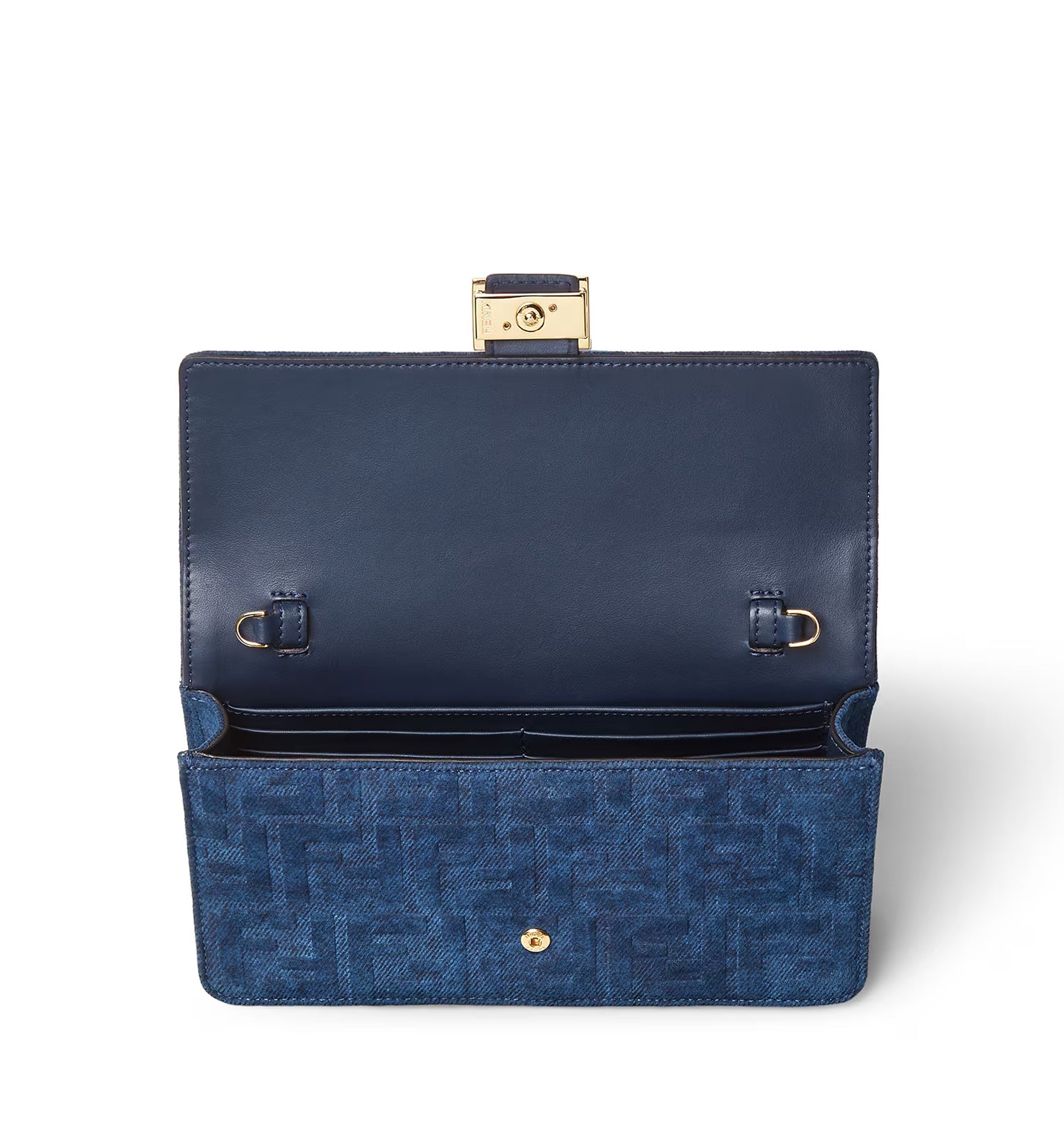 Wallet On Chain Baguette in denim-effect FF corduroy