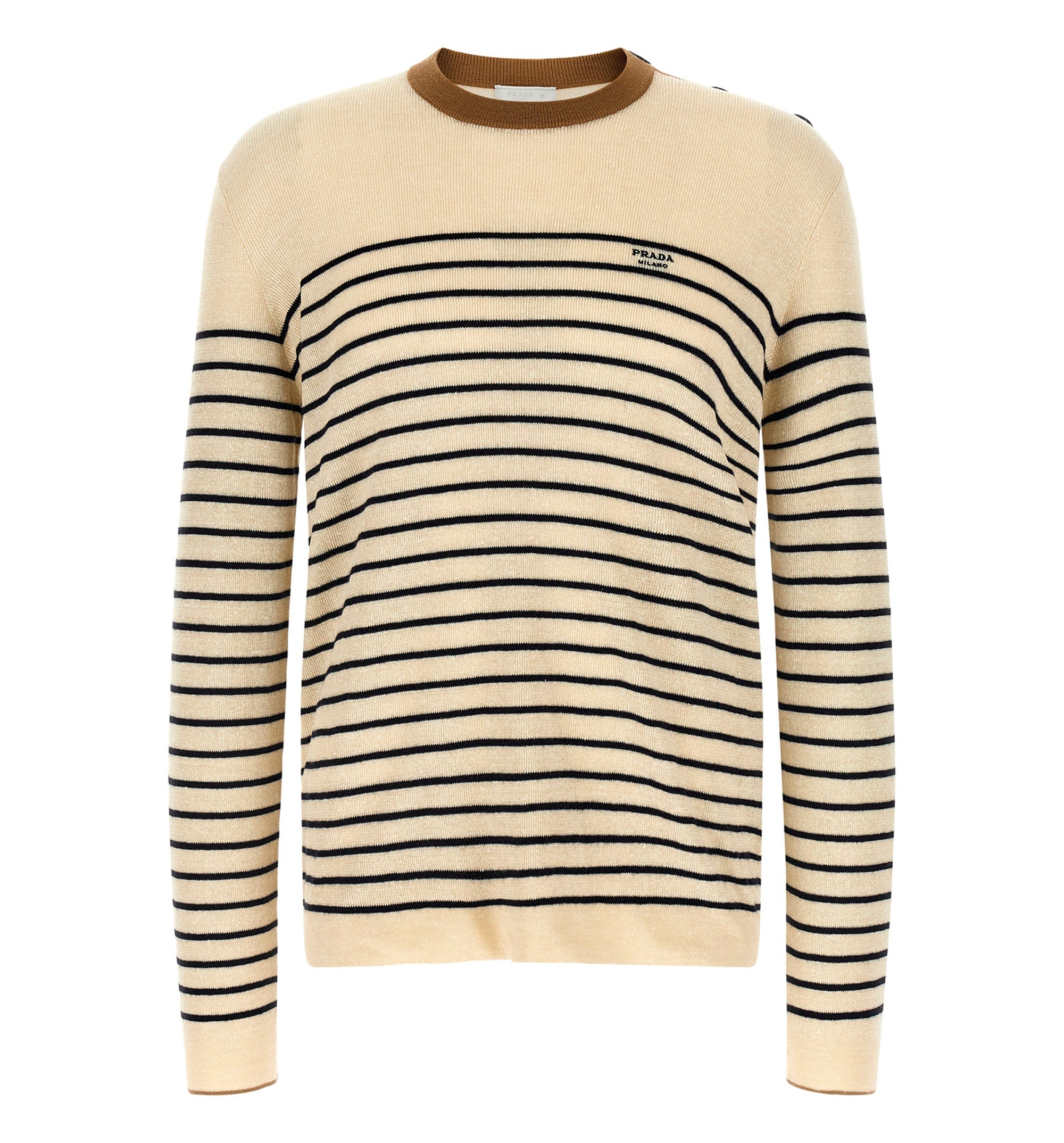 Striped linen and cotton sweater