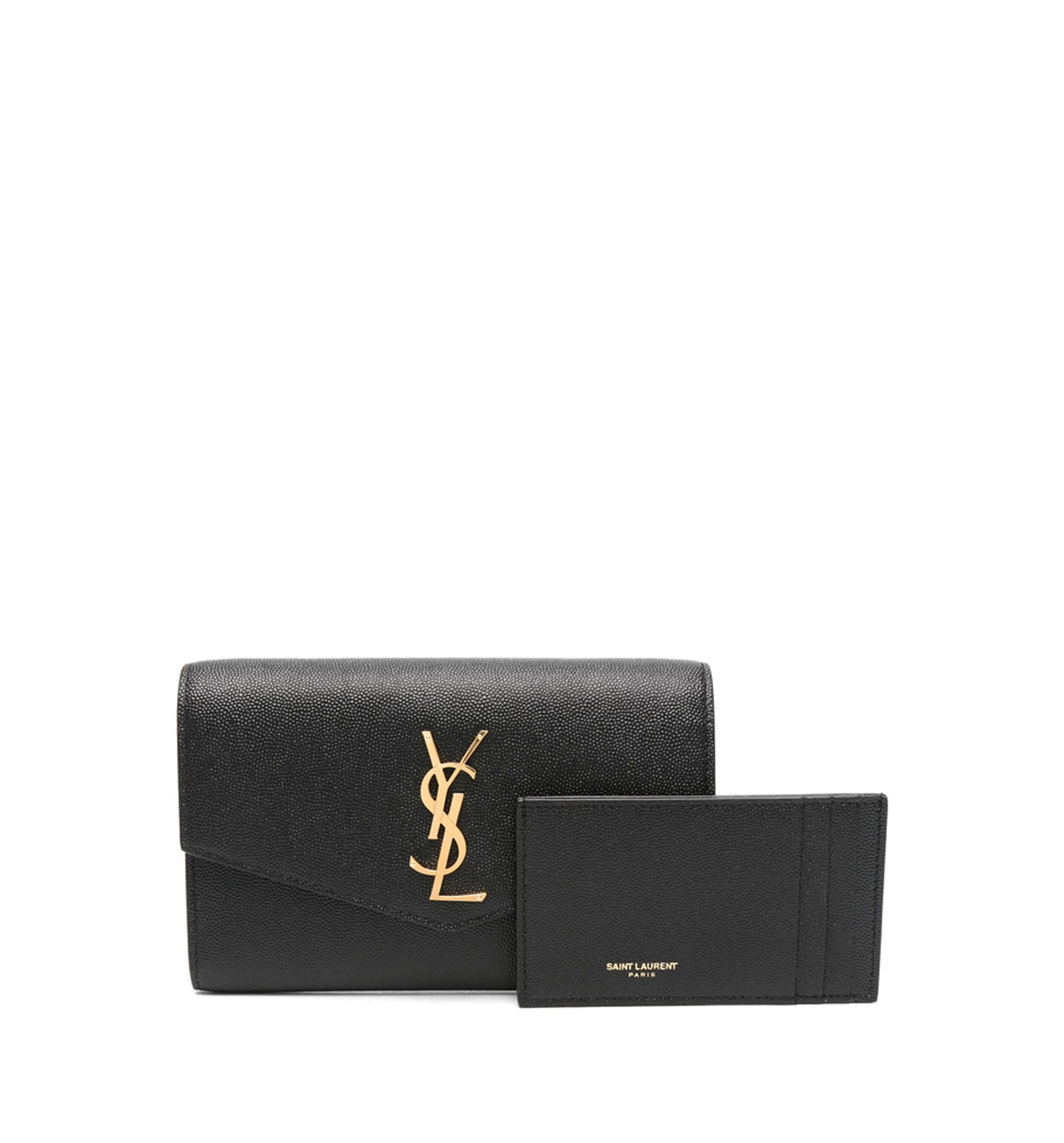 Uptown Chain Wallet In Grain De Poudre Embossed Leather