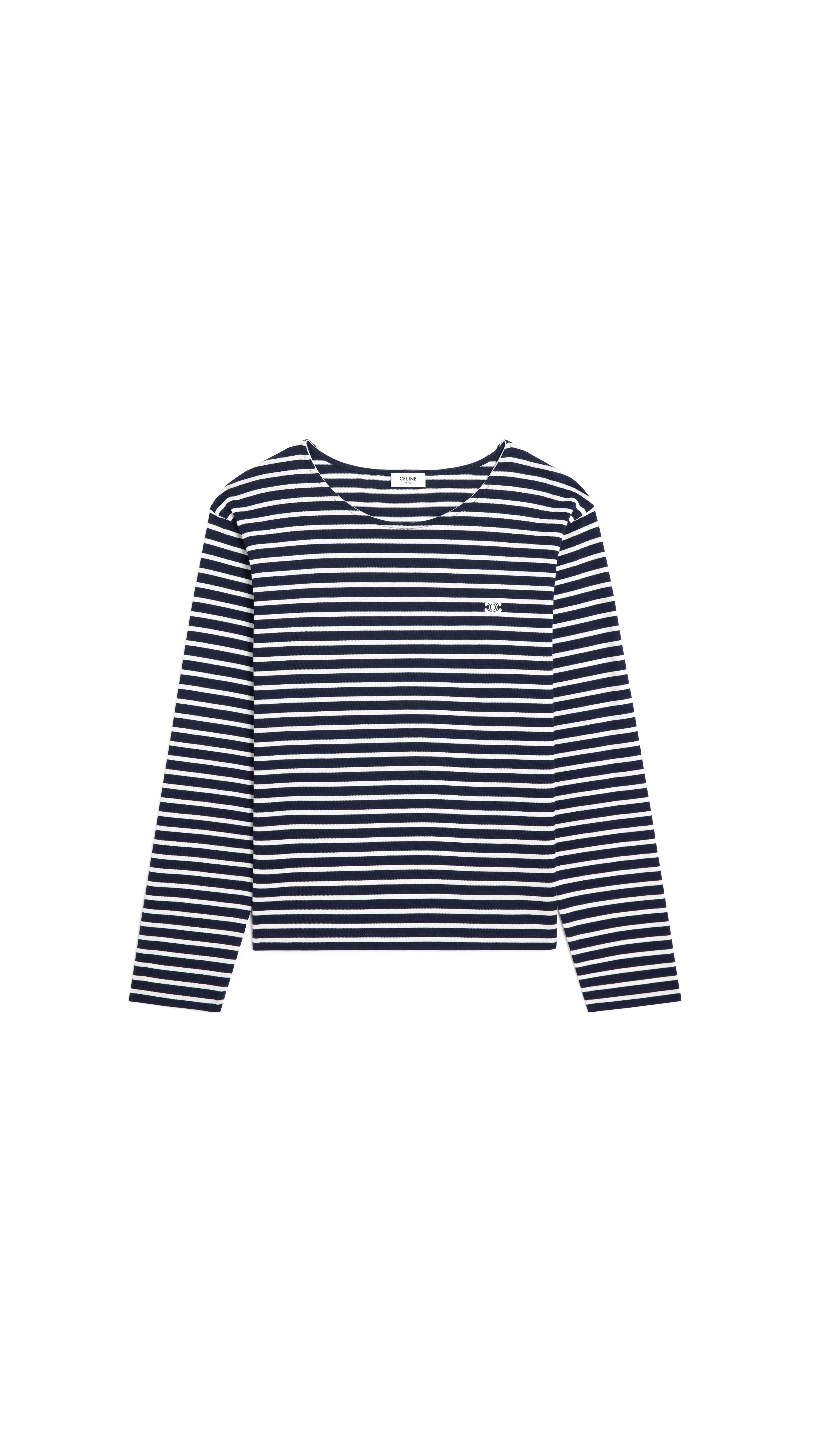 Triomphe T-shirt In Striped Cotton Jersey - White/Navy/Black