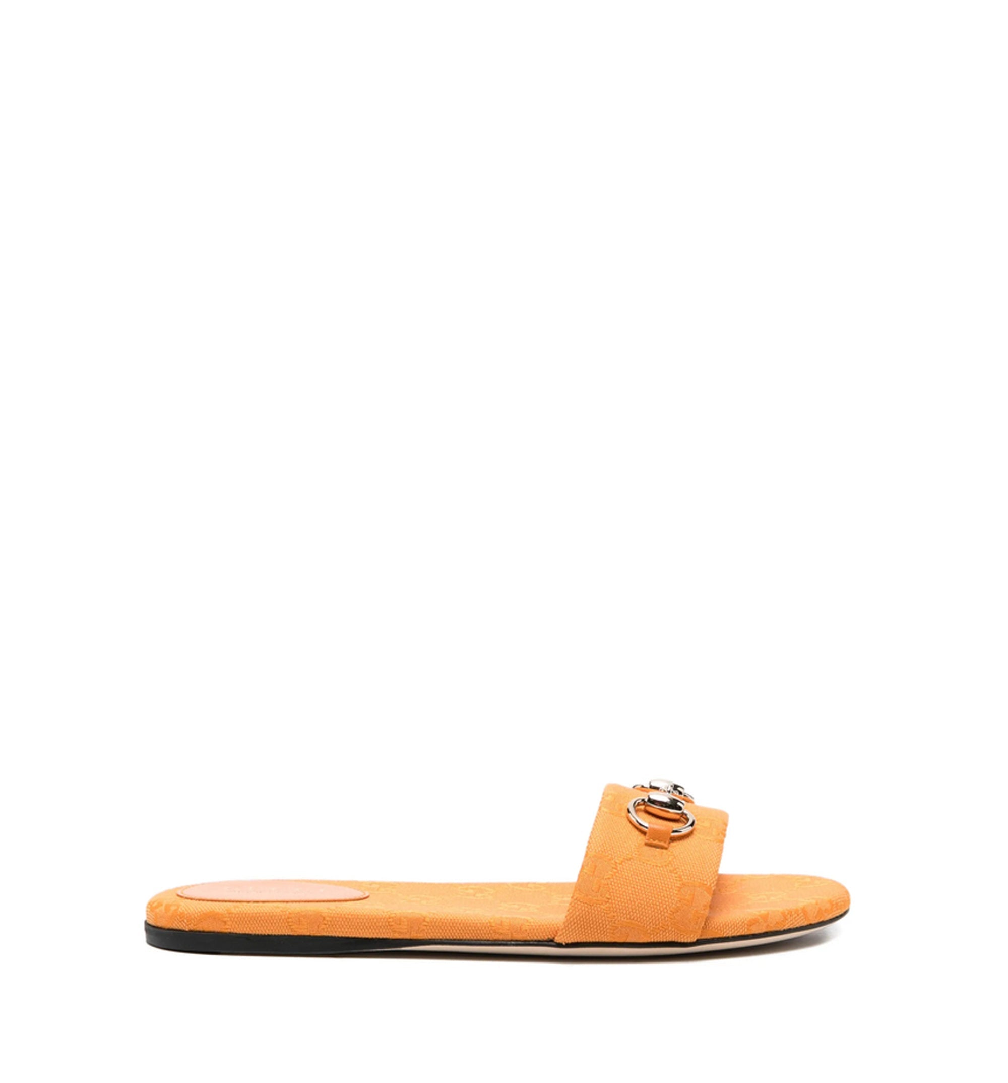 Canvas GG Horsebit Patterned Slides