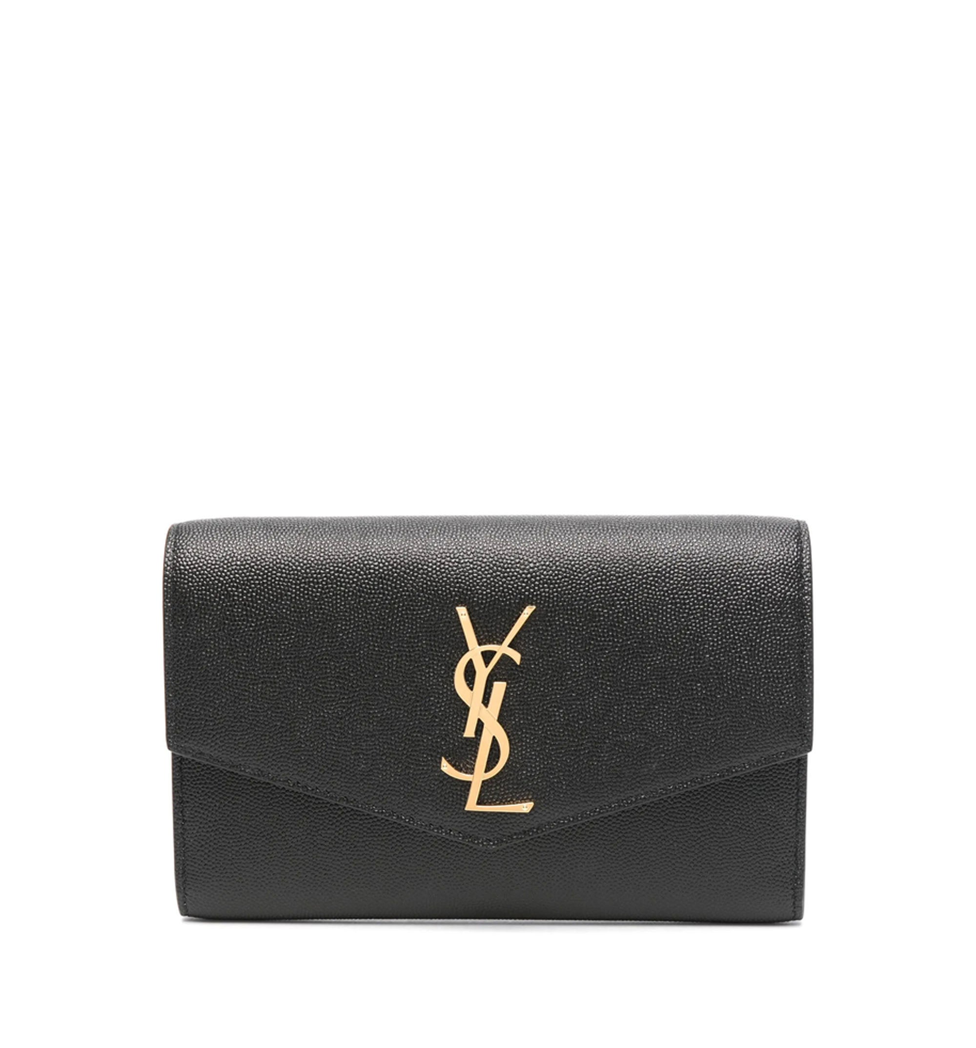 Uptown Chain Wallet In Grain De Poudre Embossed Leather