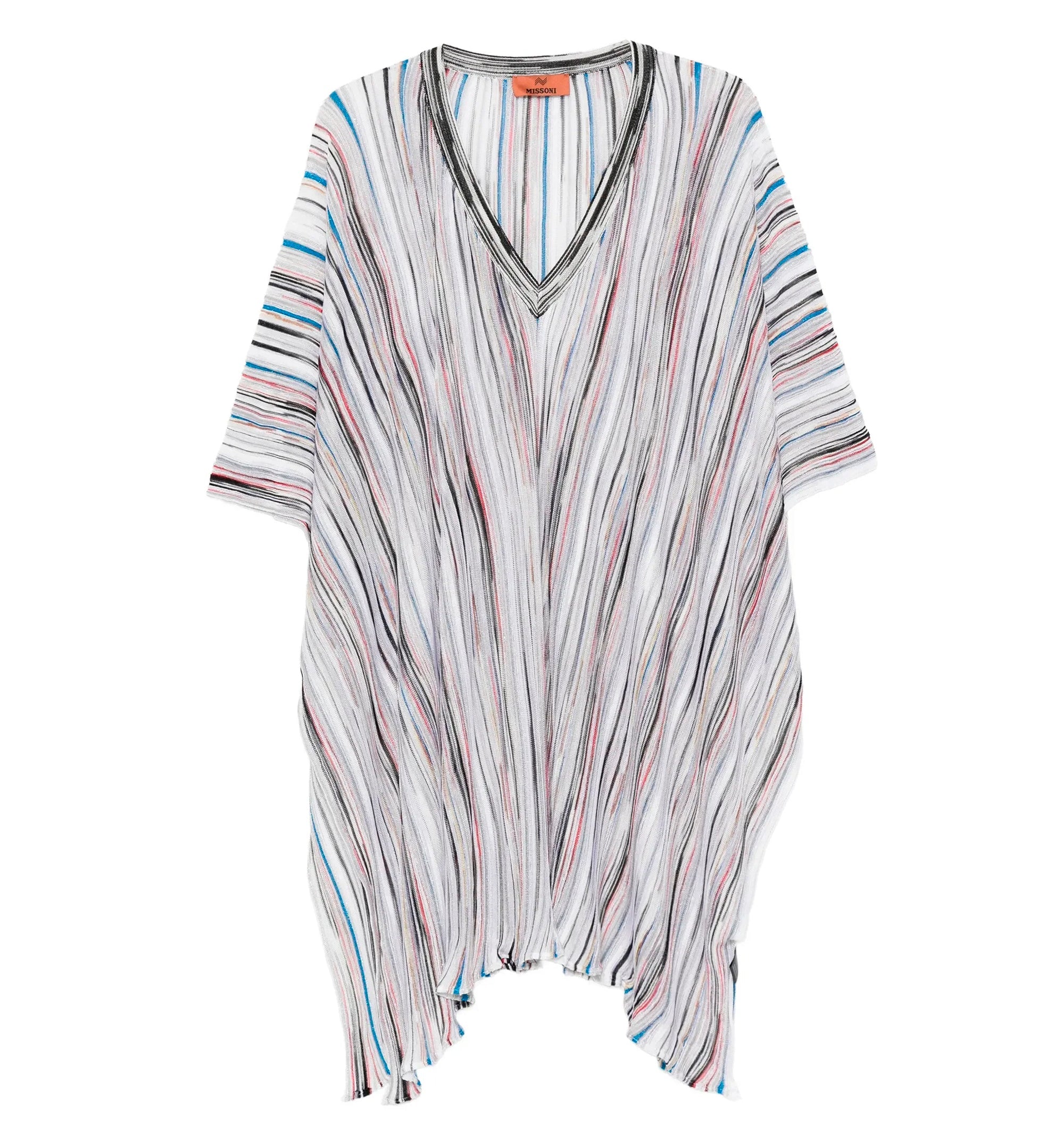 Striped V-neck Poncho