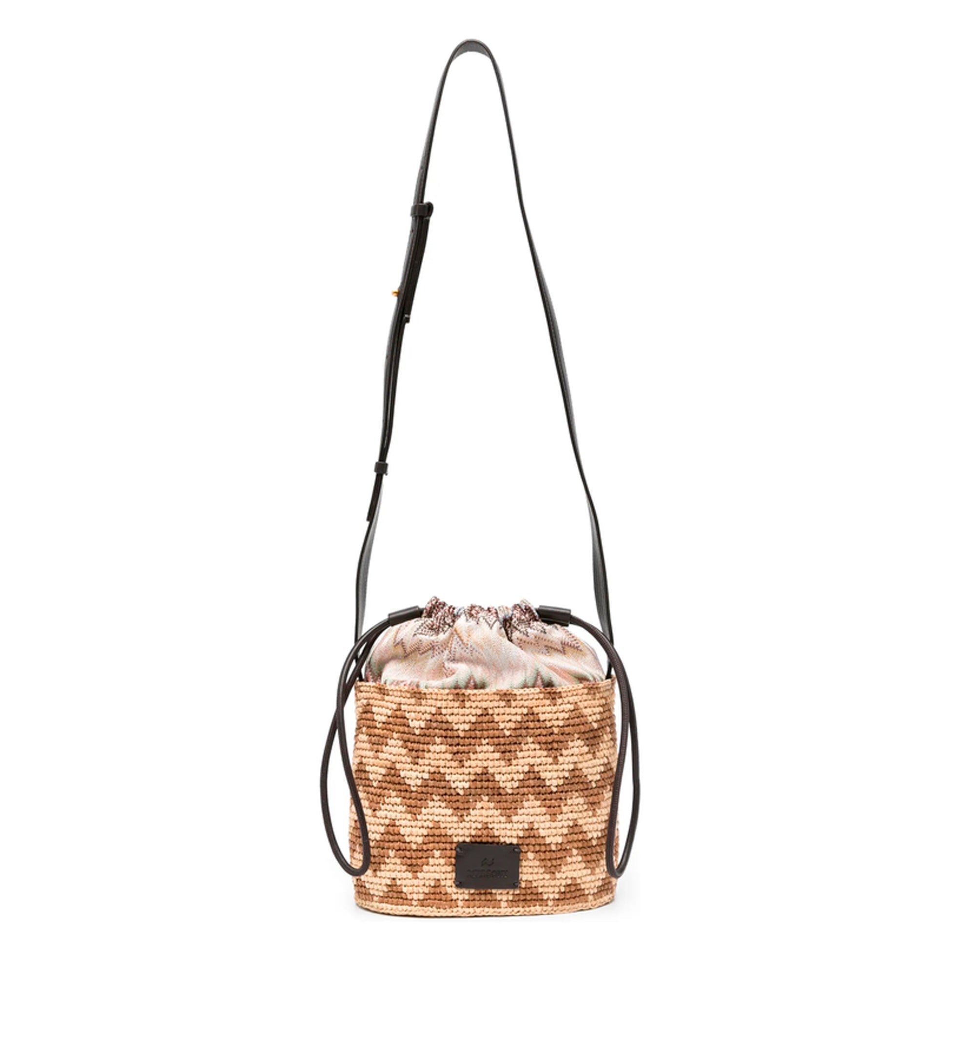 Zig-zag Top Handle Bucket Bag