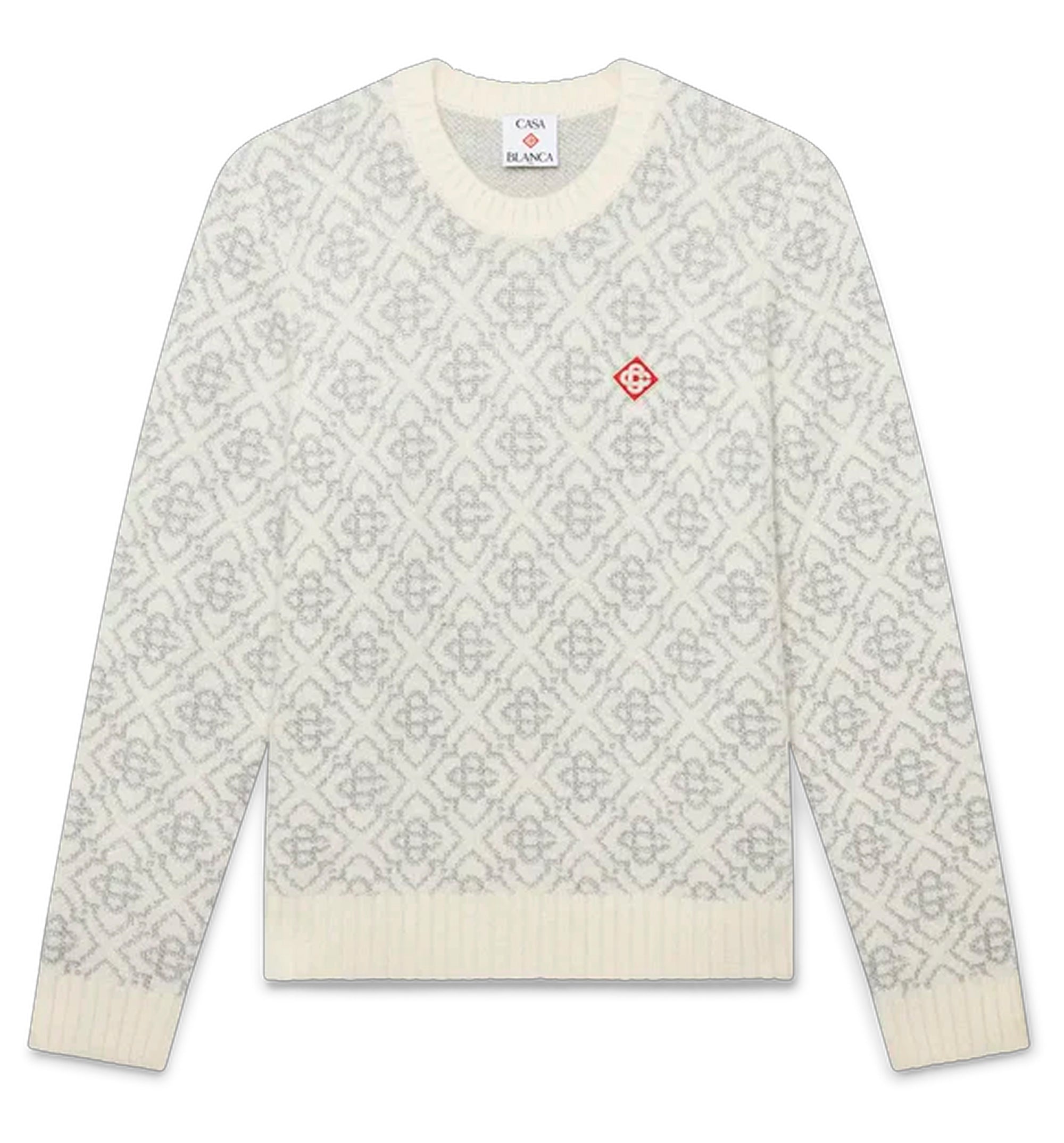 Silver Monogram Mohair Blend Crew Neck