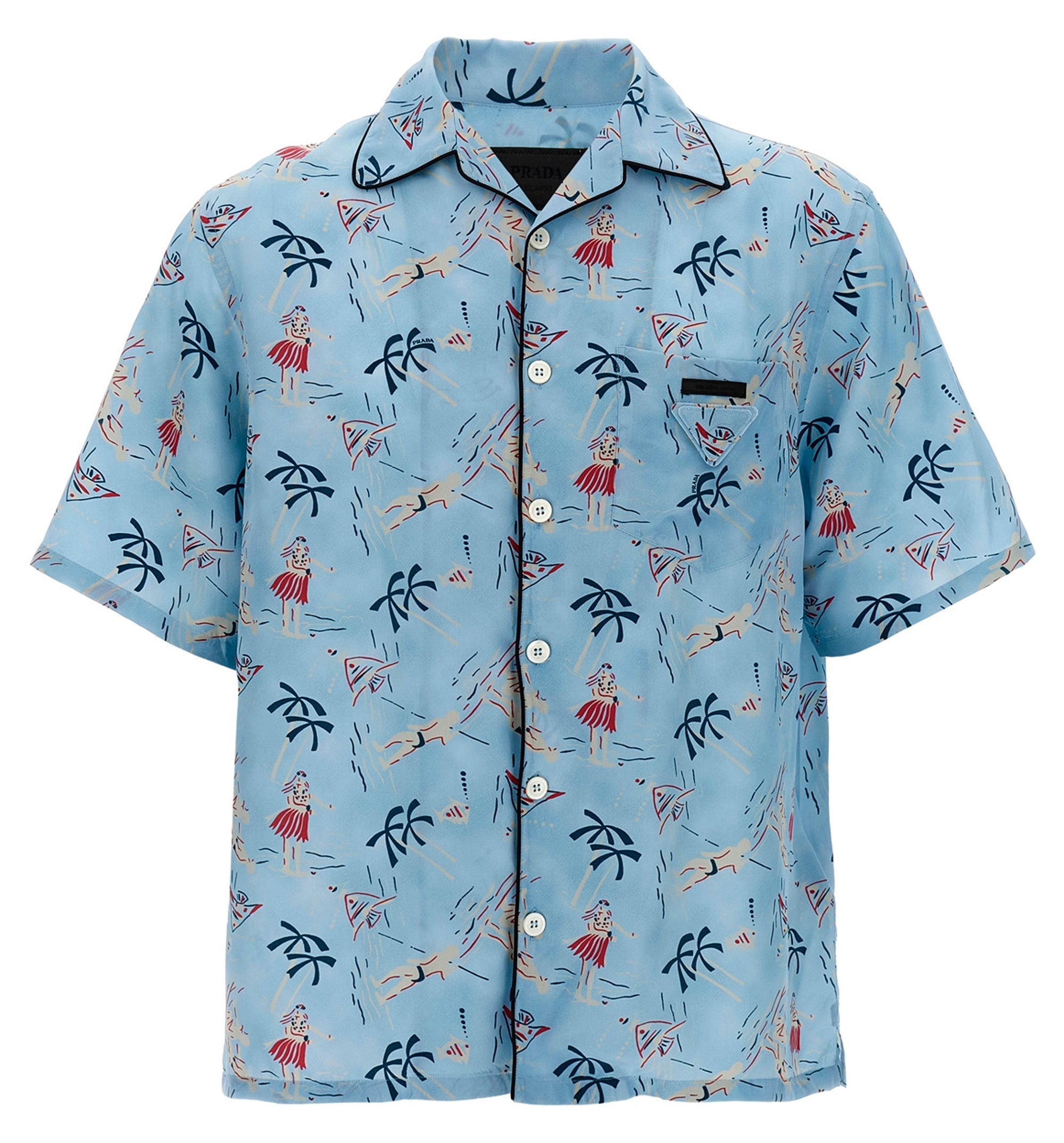 Bowling shirt in printed silk blend