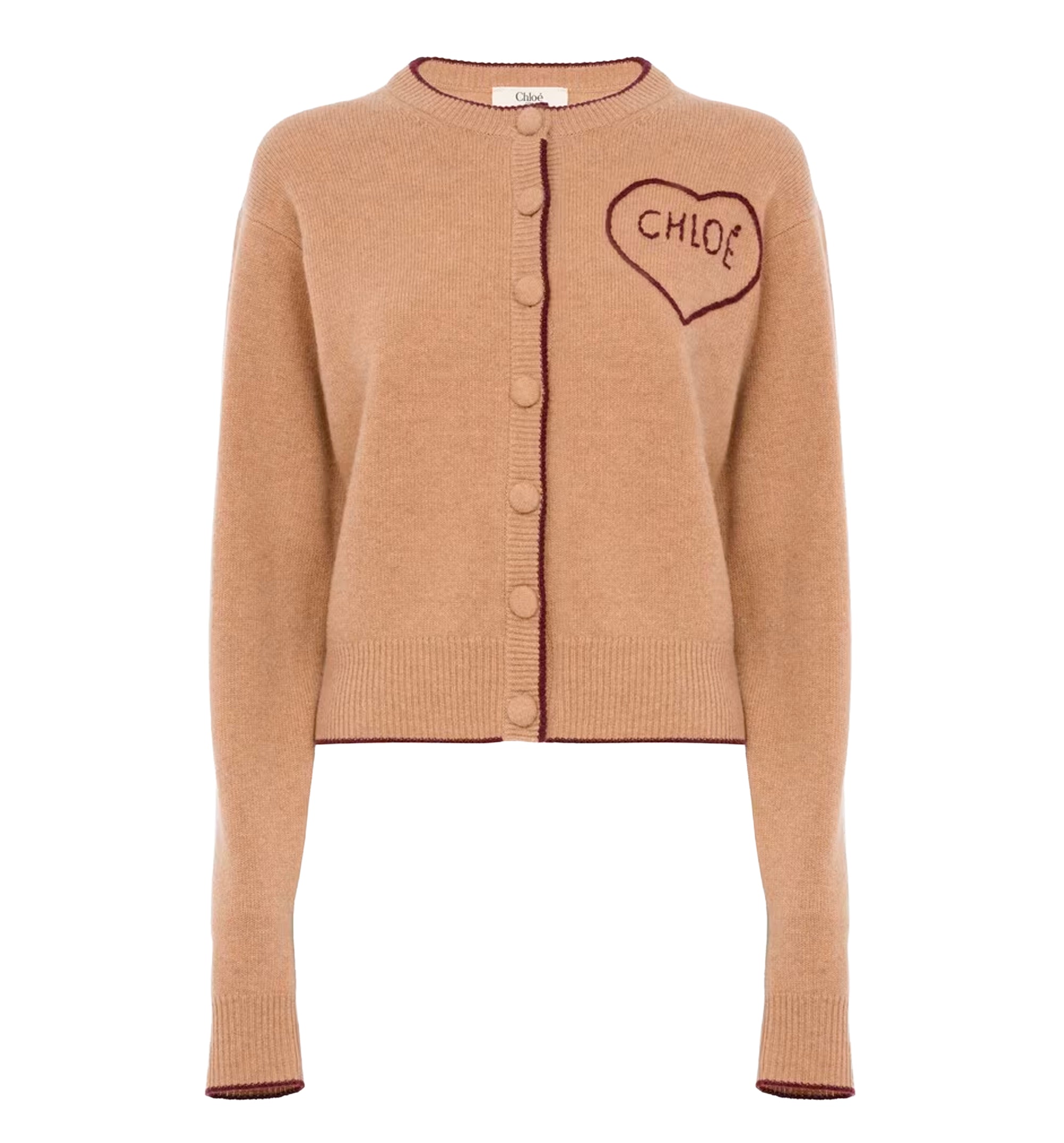 Fitted logo cardigan in a wool & cashmere knit