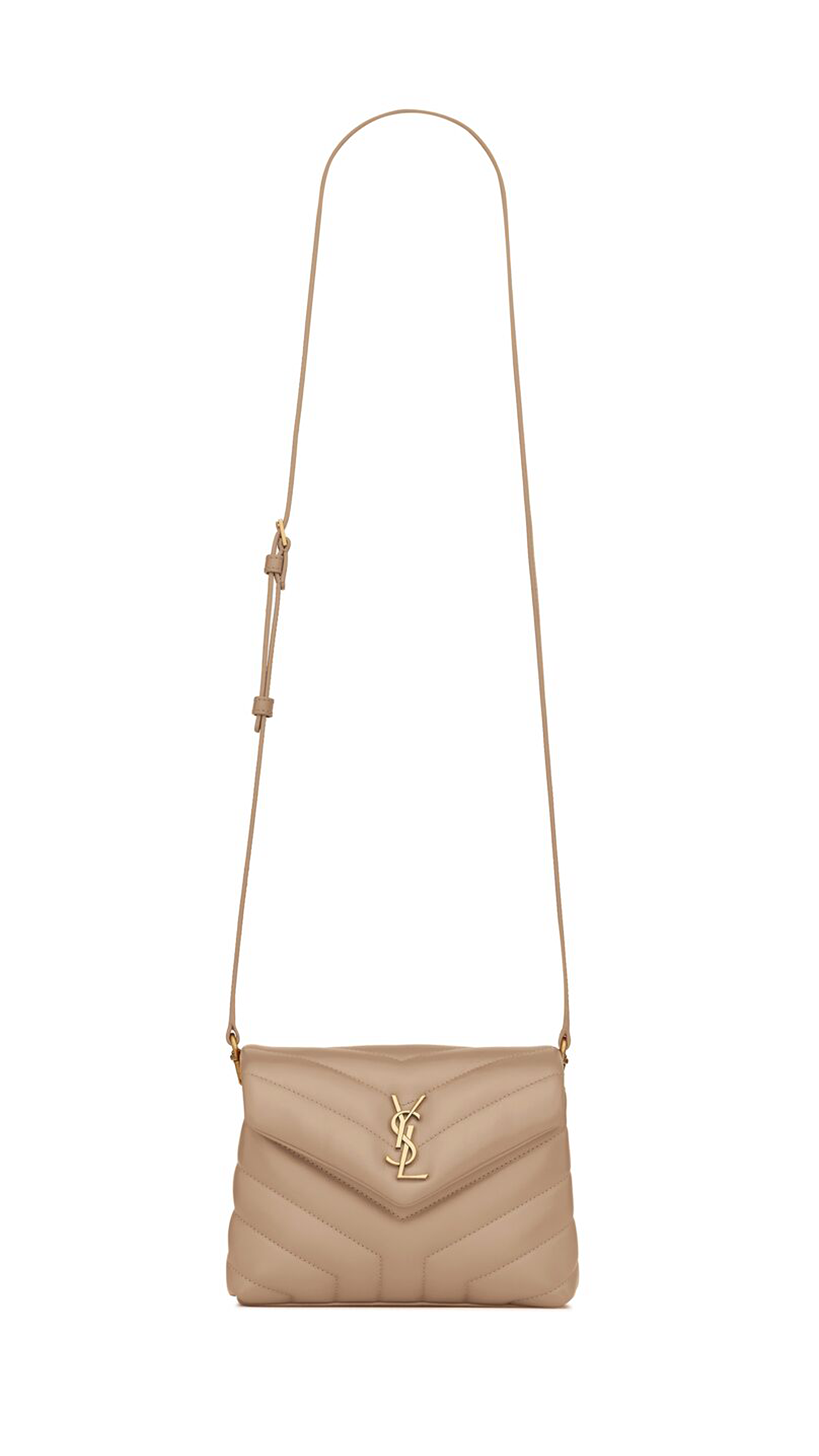 Loulou Toy Strap Bag in Quilted "Y" Leather - Dark Beige