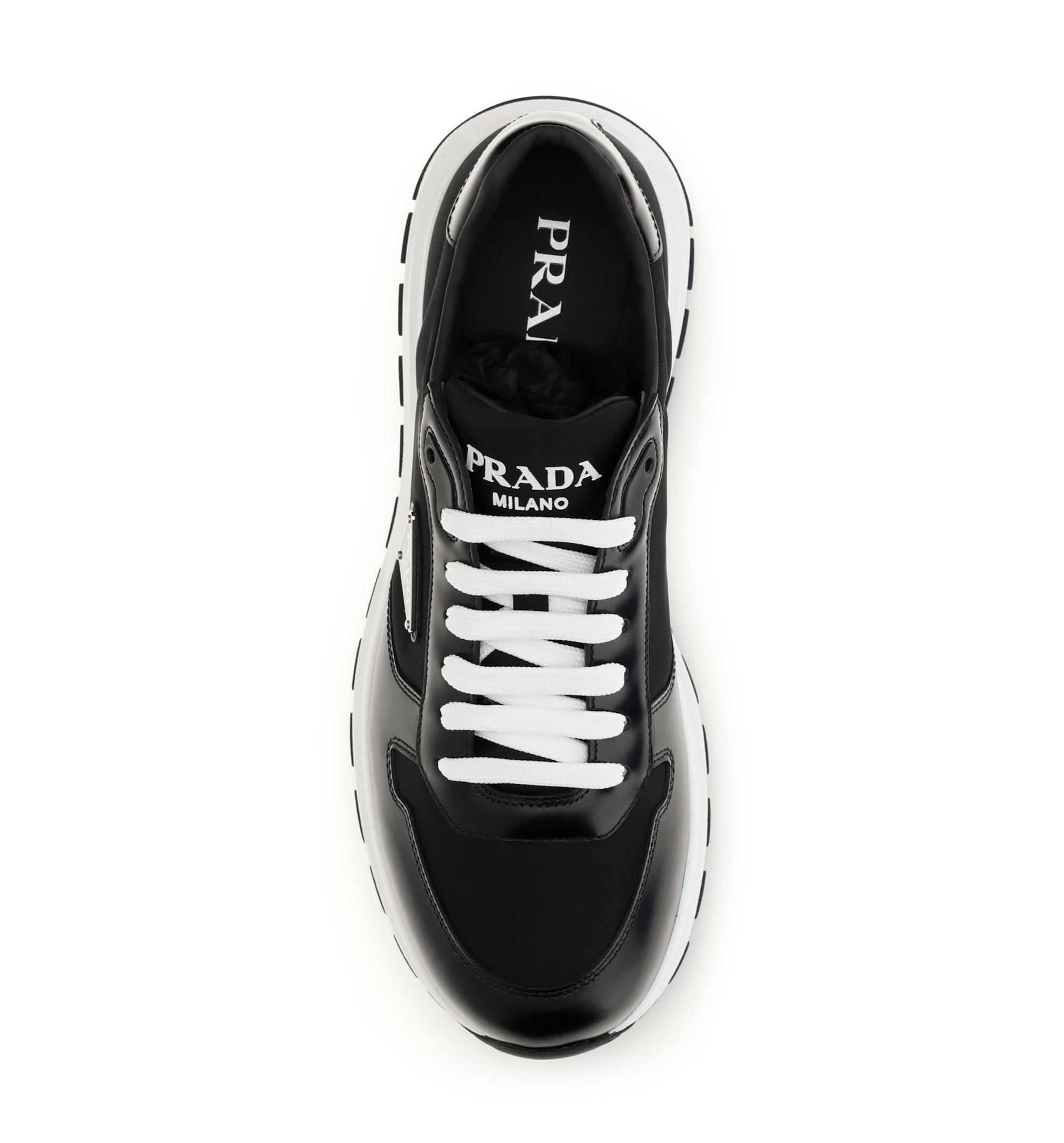 Prax 01 Re-Nylon and brushed leather sneakers