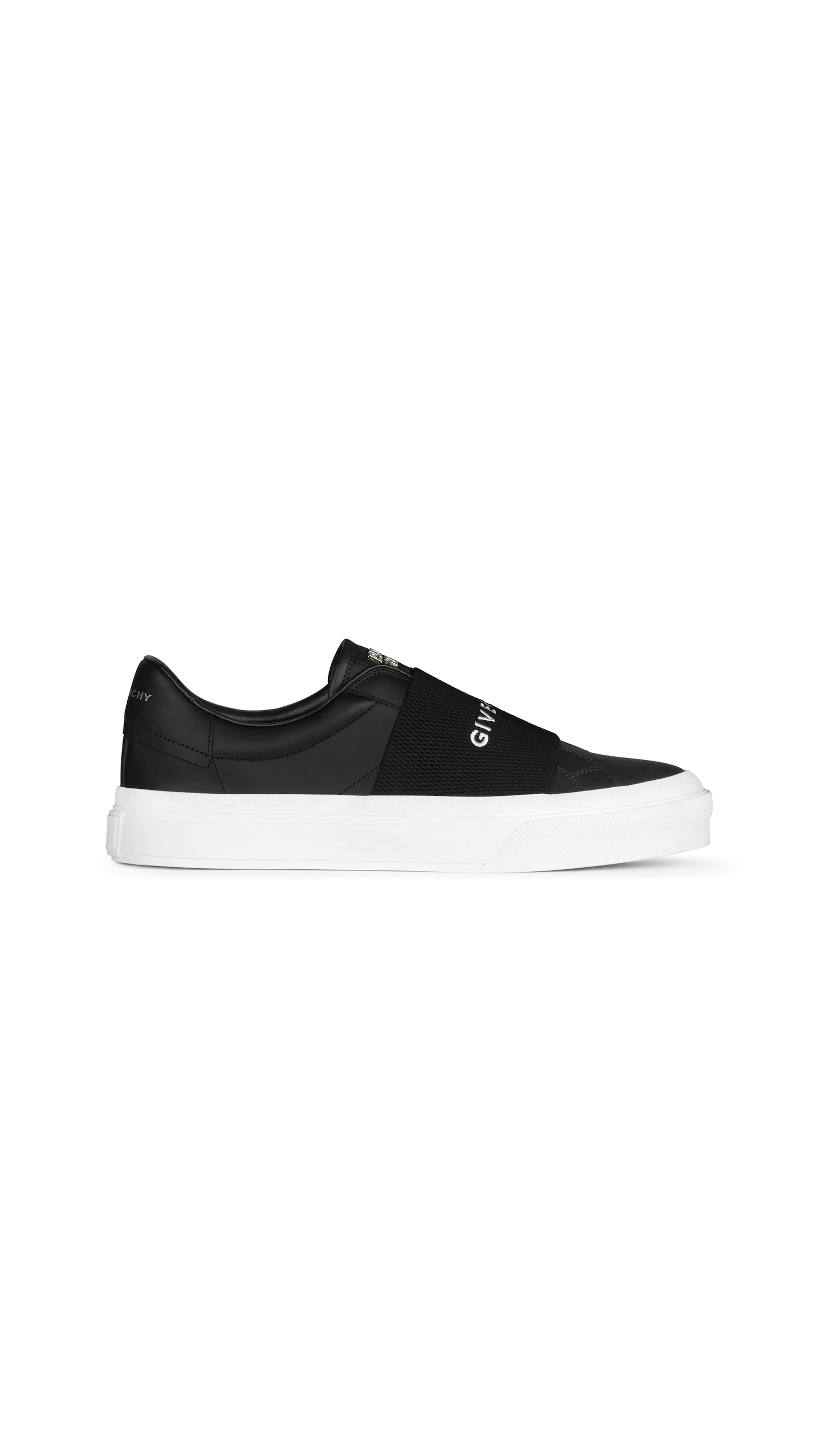 City Sport Sneakers In Leather With Givenchy Strap - Black