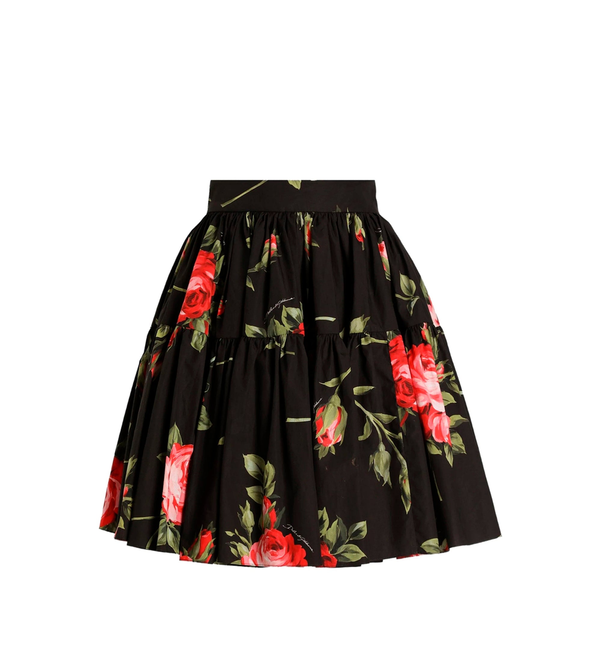 Rose bouquet-print short skirt