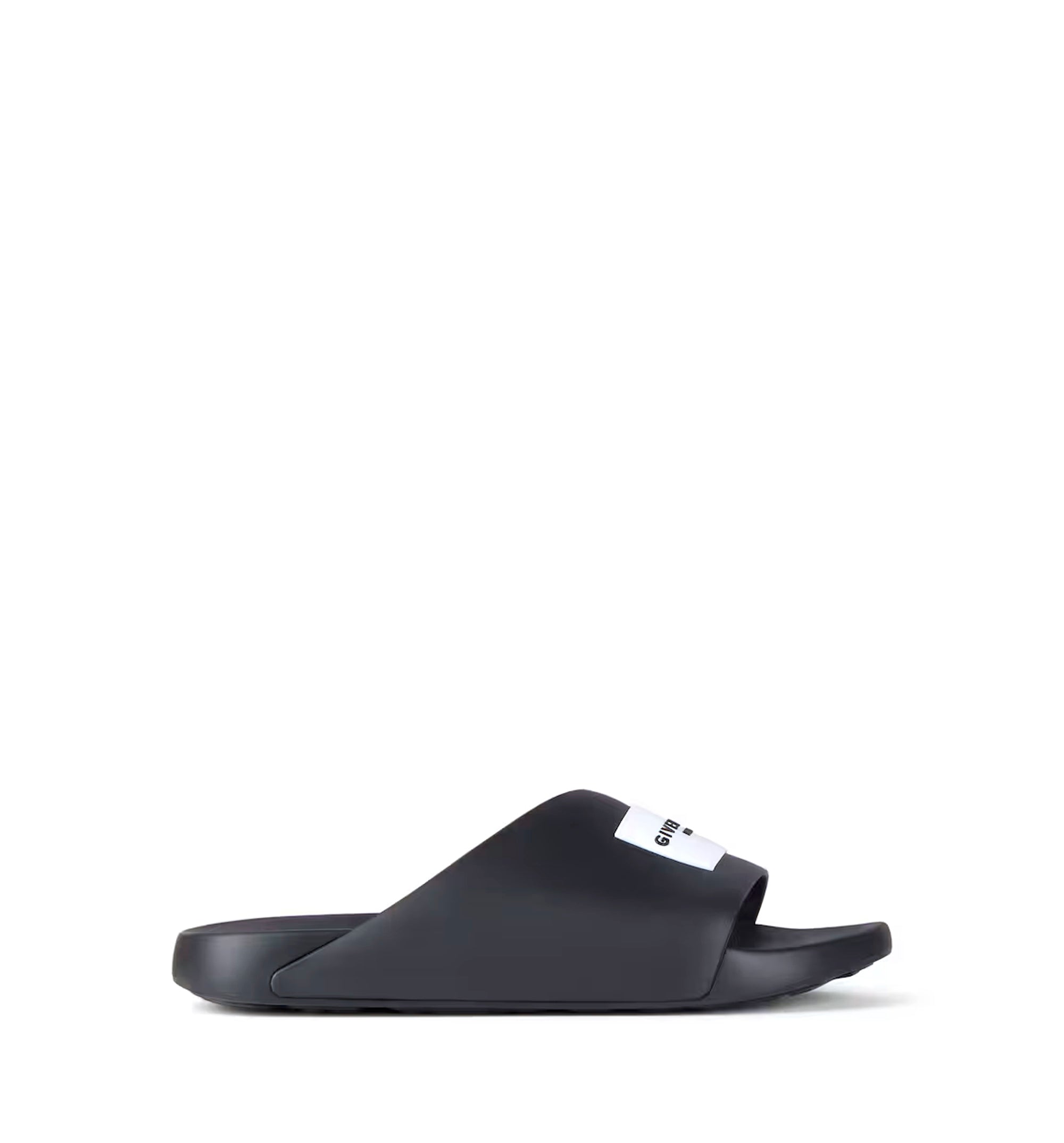 Label Slide mules in rubber