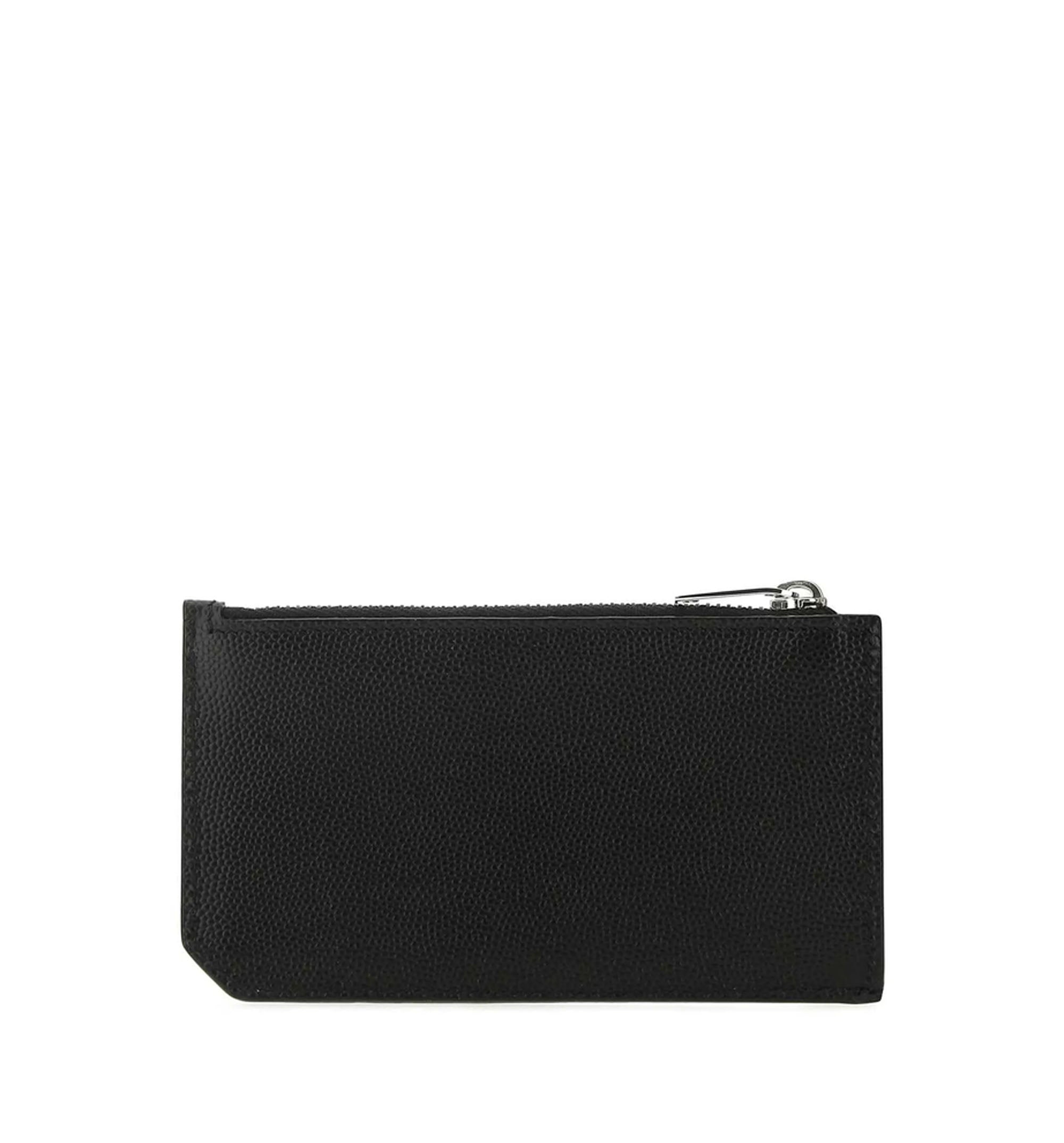 Saint Laurent Paris Fragments Zipped Card Case In Grain De Poudre Leather