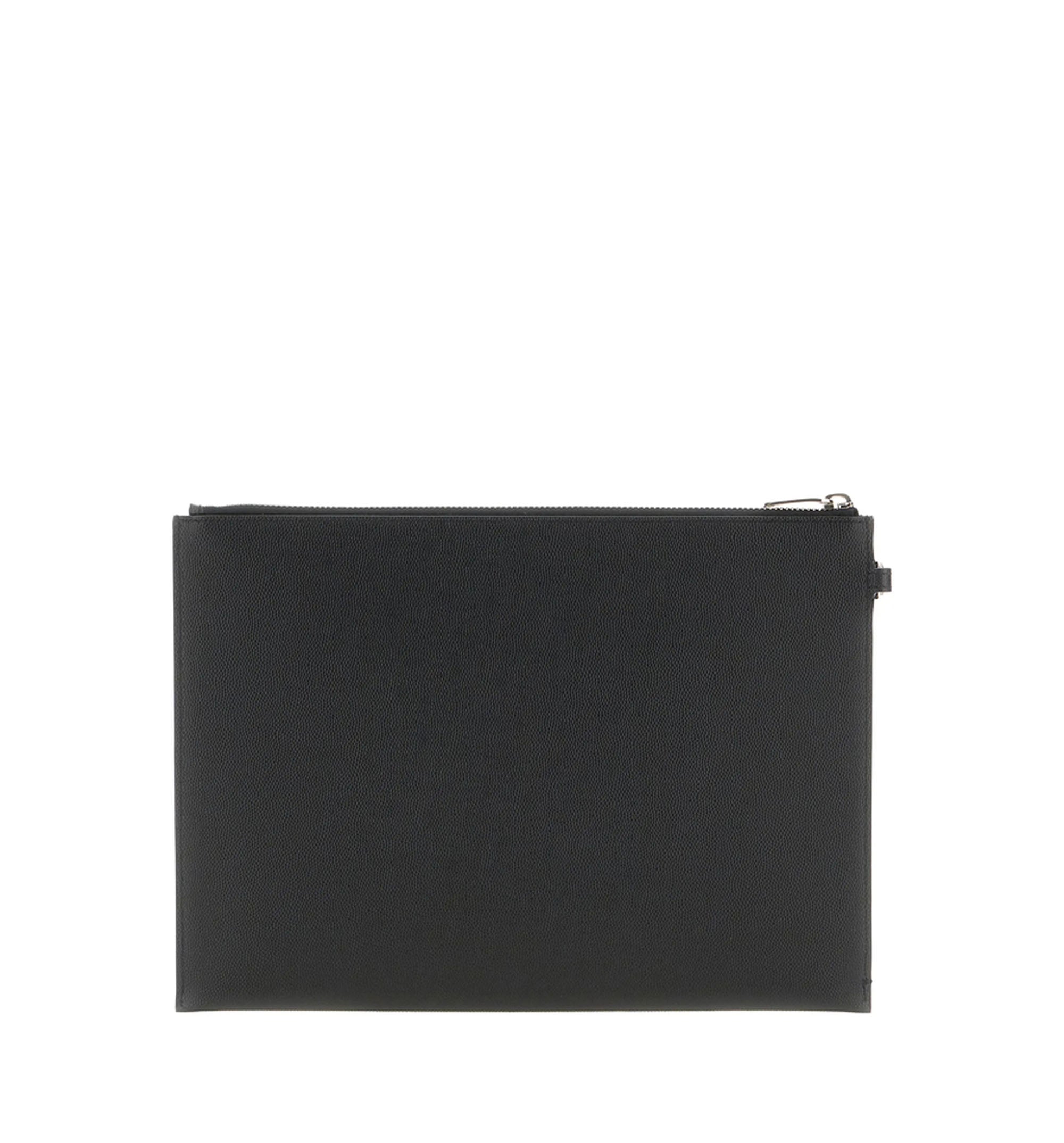 Saint Laurent Paris Zipped Tablet Holder In Grain De Poudre-leather