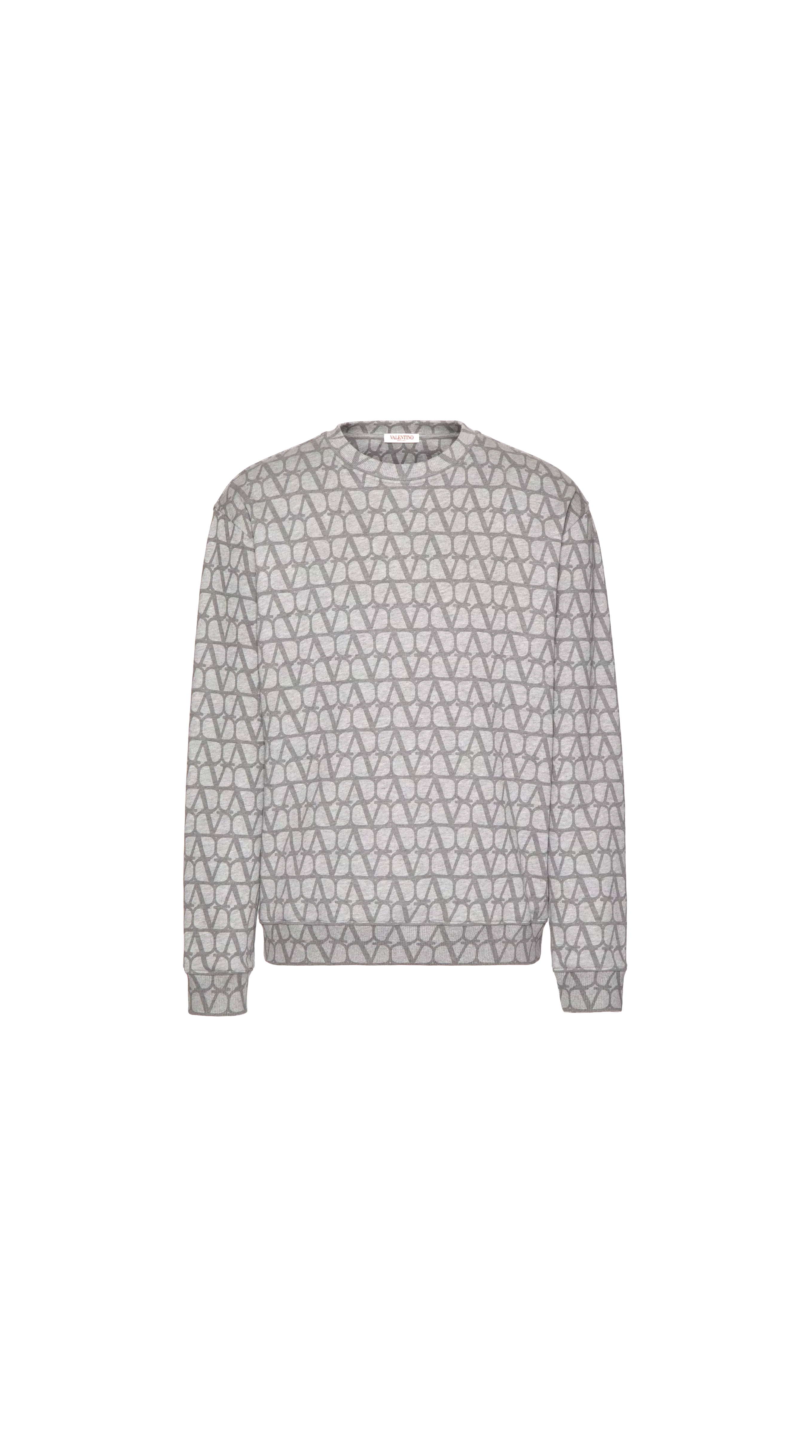 Cotton Crewneck Sweatshirt With Toile Iconographe Print - Grey