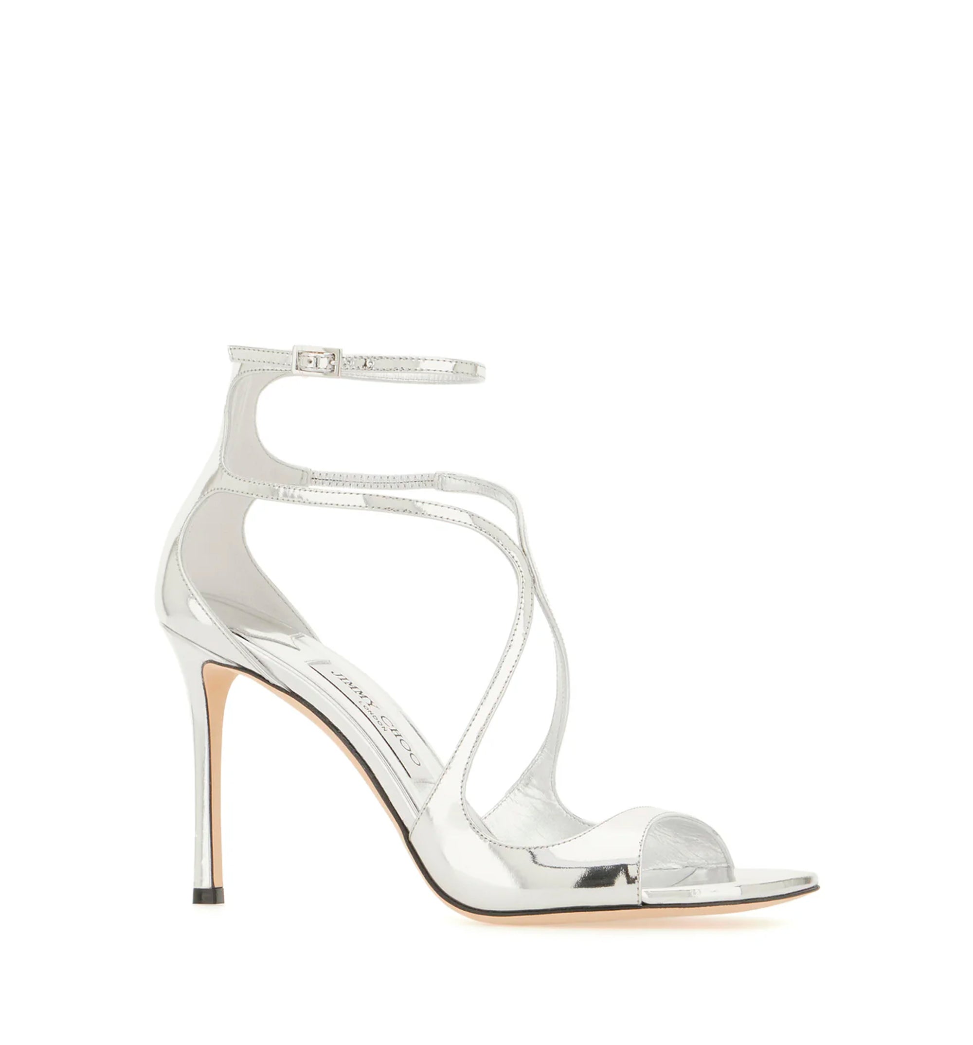 Silver Liquid Metal Leather Sandals