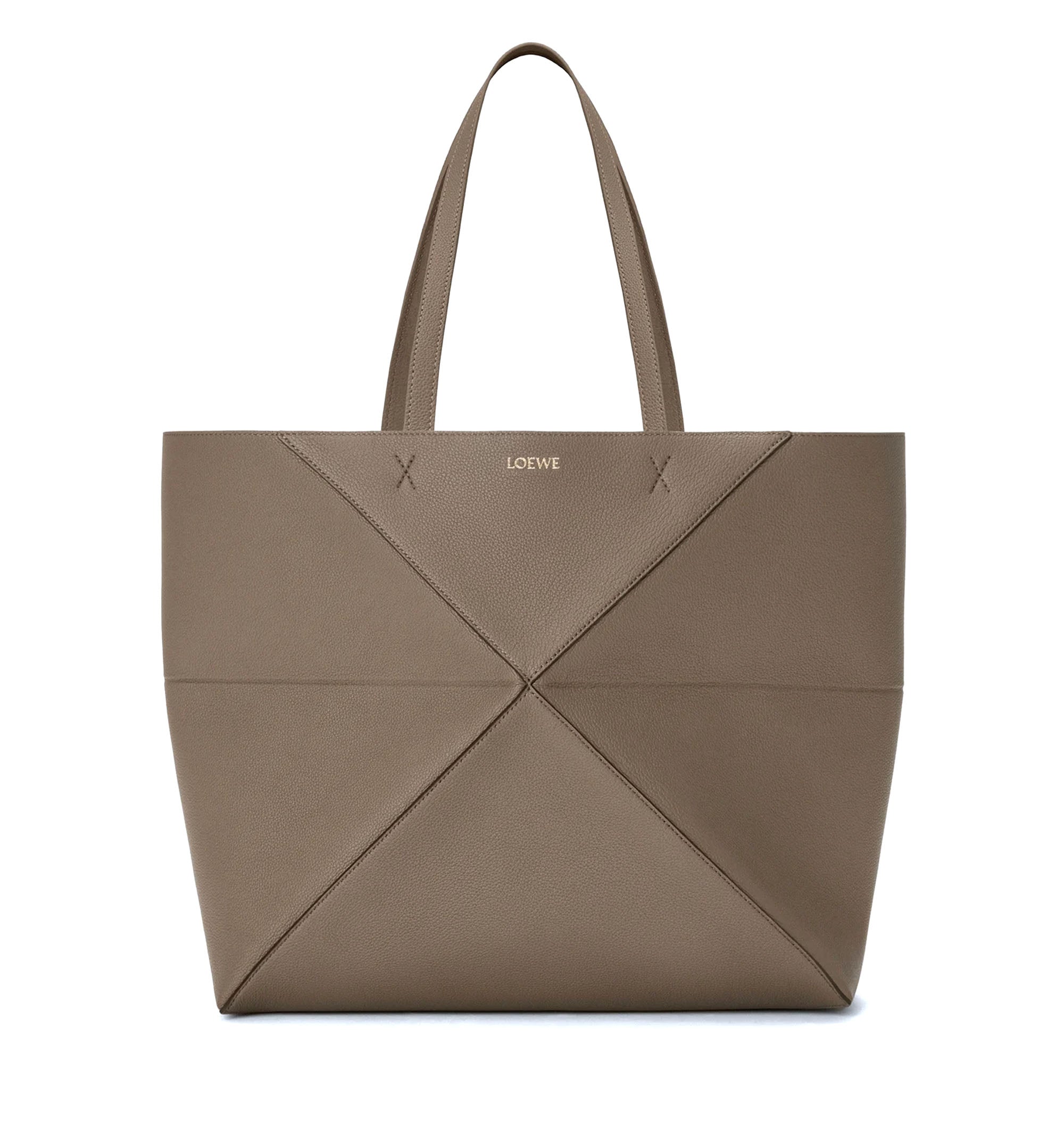 Large horizontal Puzzle Fold tote in soft grained calfskin