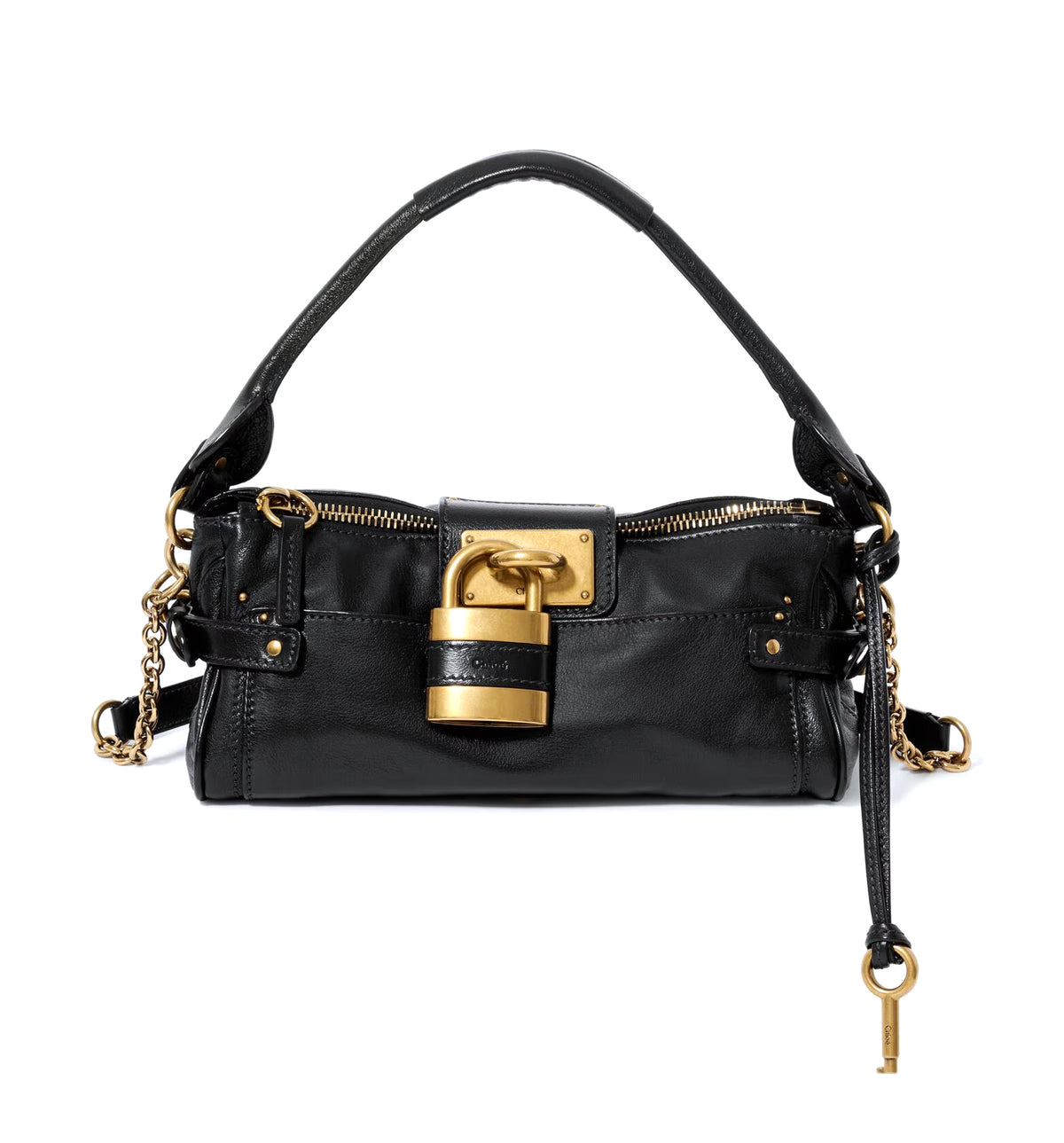 Small Paddington bag with strap in grained leather