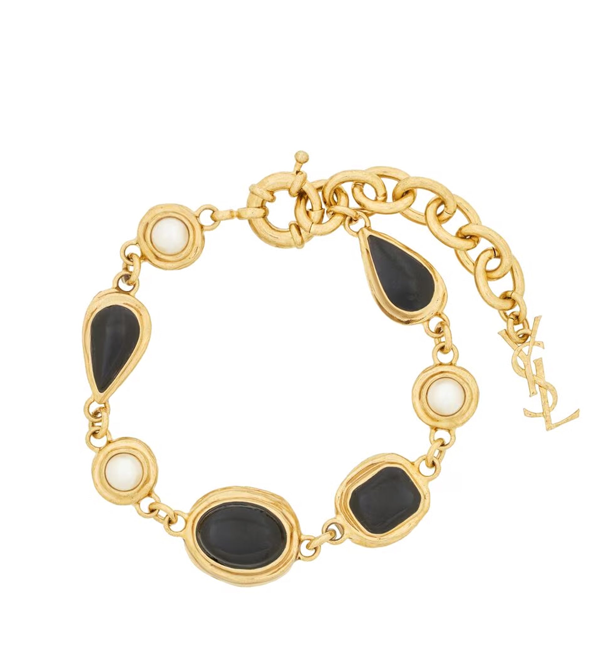 Cabochon bracelet in enamel, resin, and metal