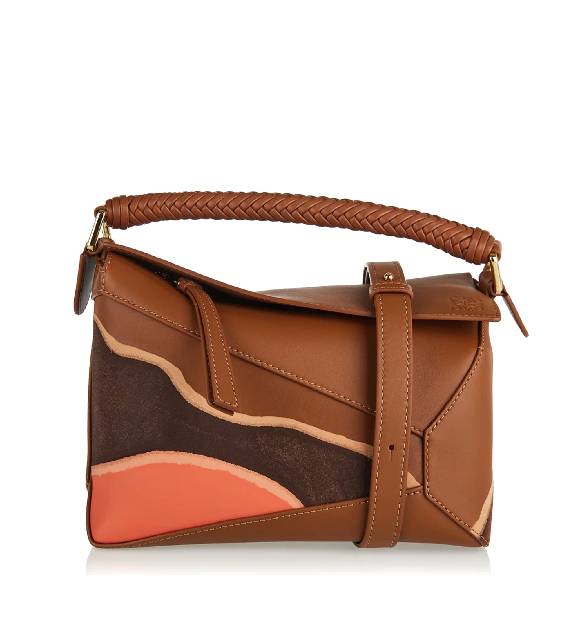 Small Puzzle Edge Landscape Bag In Nappa Calfskin