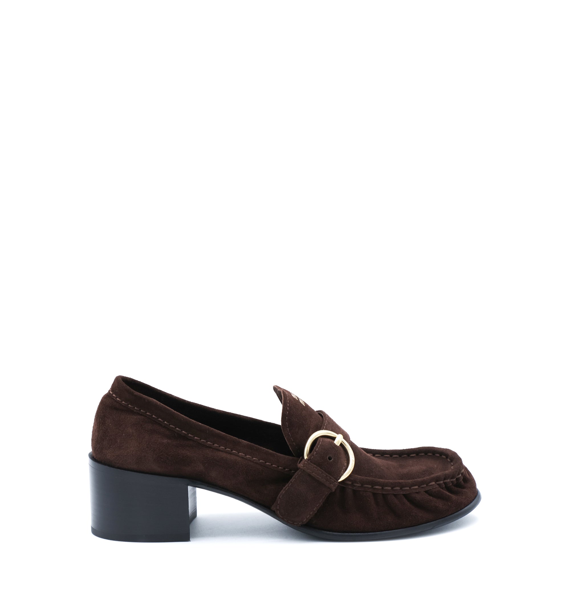 Suede loafers with buckle