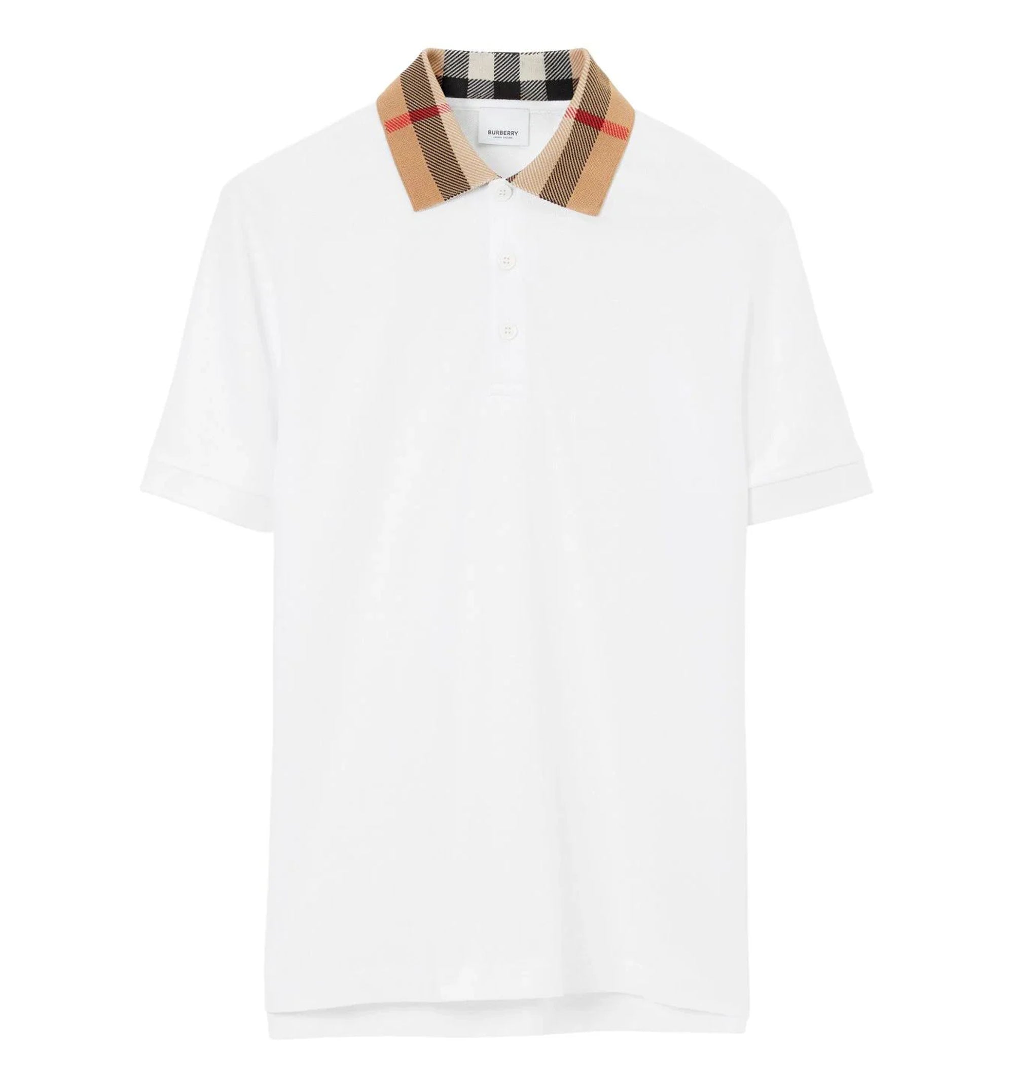 Check Collar Cotton Polo Shirt