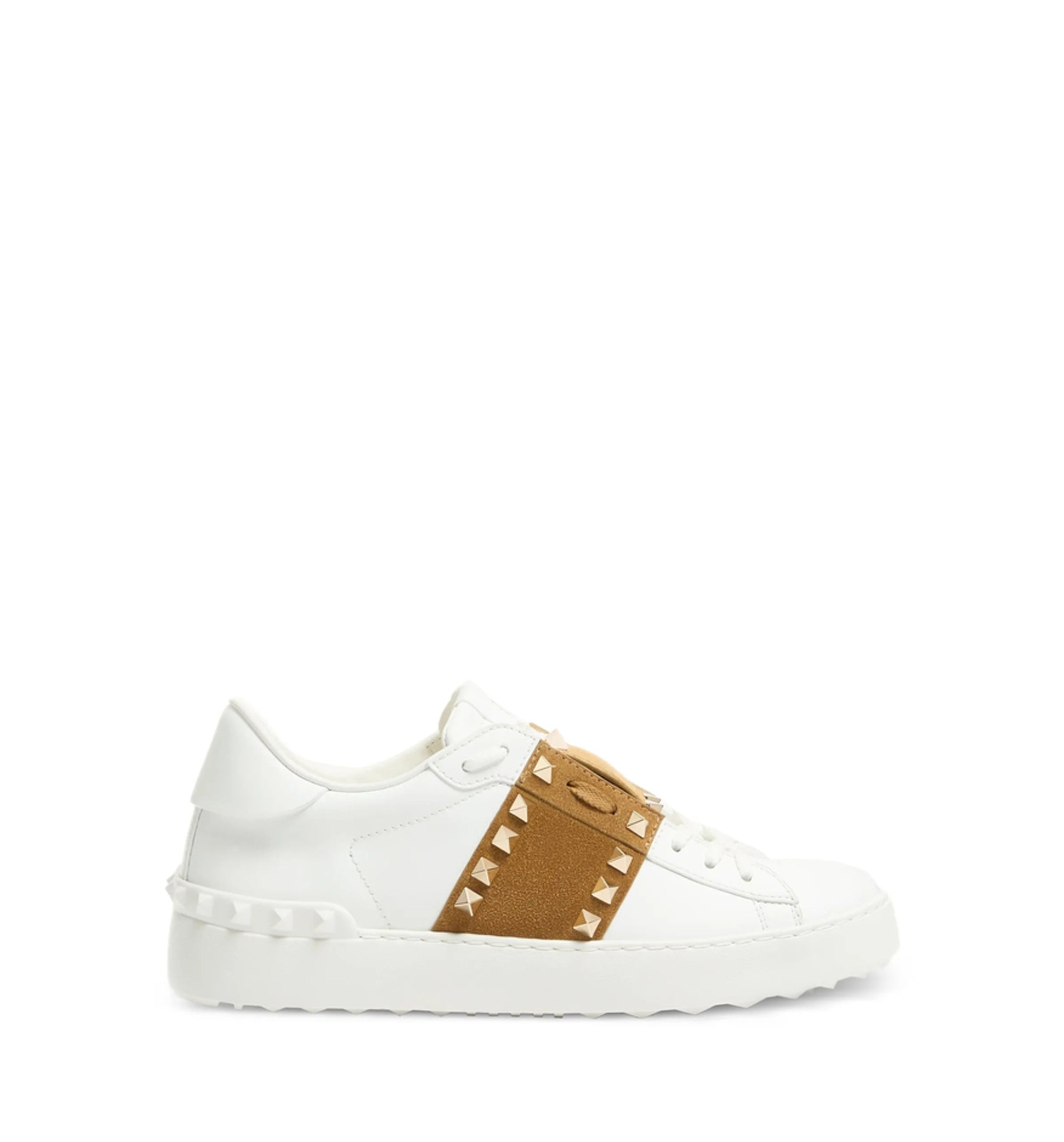 Rockstud Untitled Sneaker in Calfskin with Suede Band