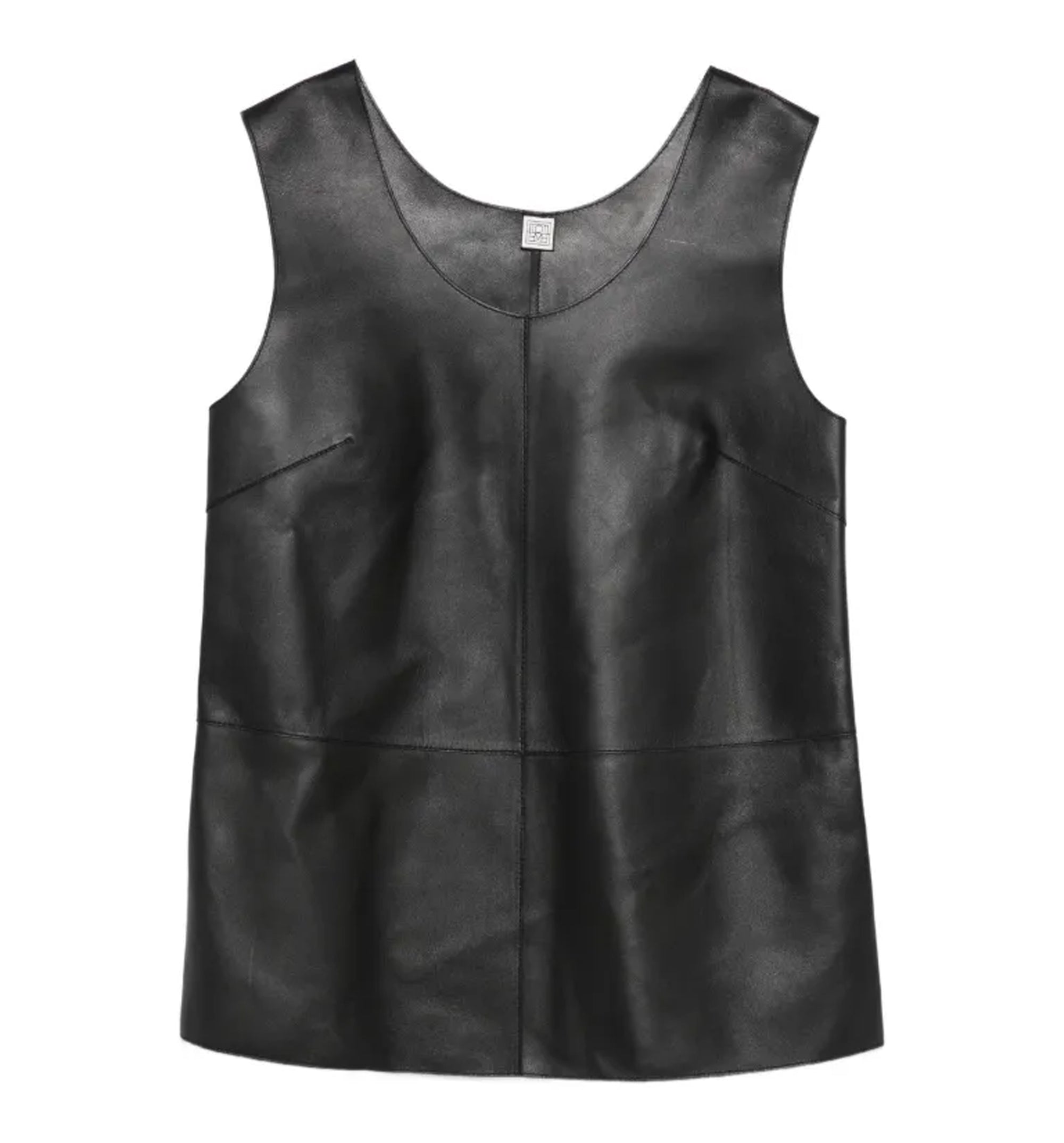 Scoop-Neck Leather Top