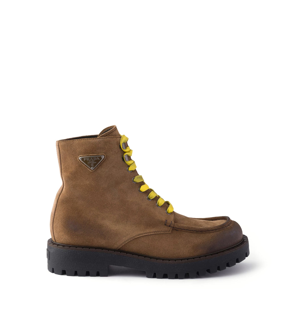 Aged suede lace-up ankle boots